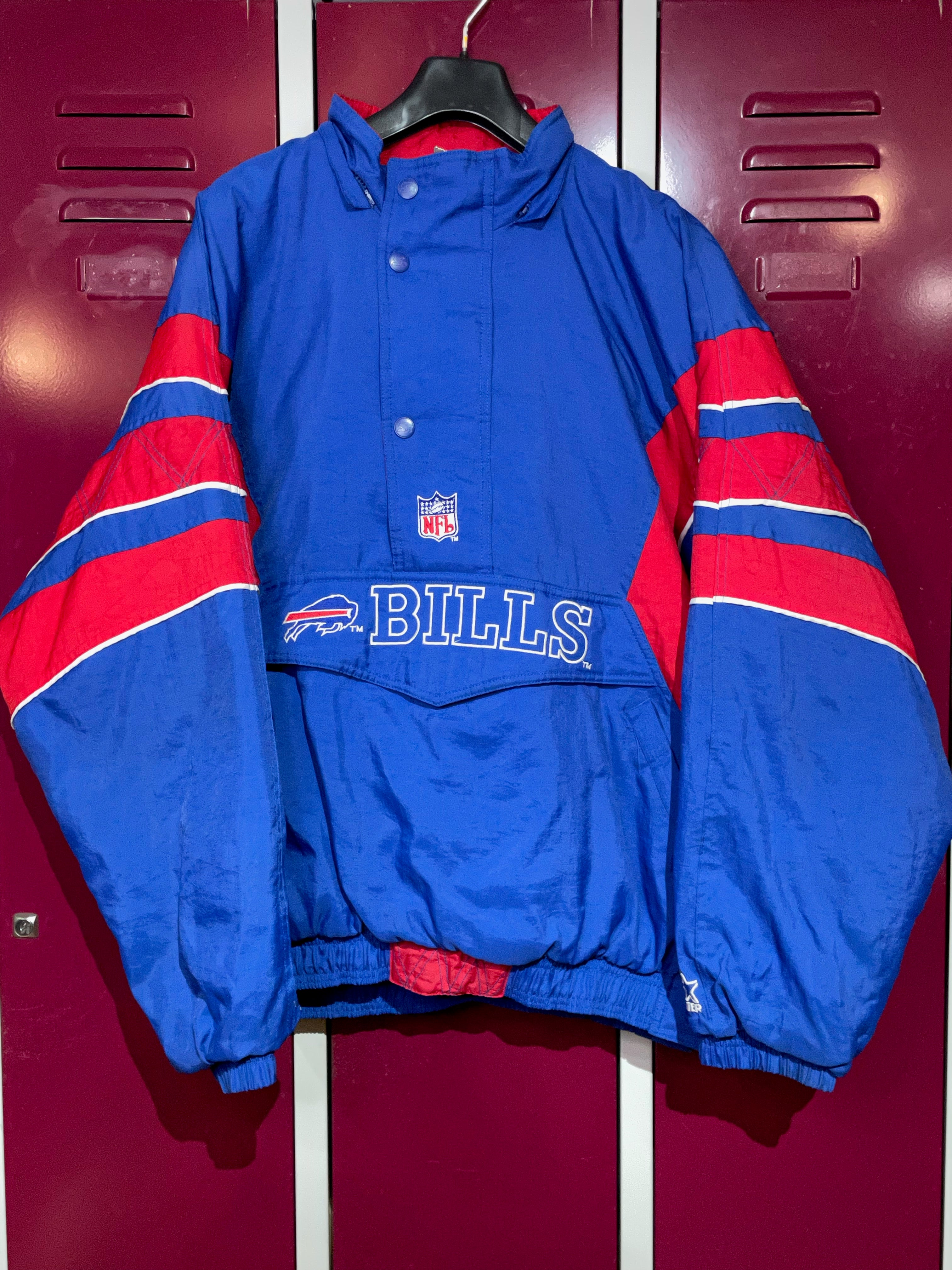 VINTAGE 90s STARTER BUFFALO BILLS NFL HALF ZIP JACKET SZ: XL