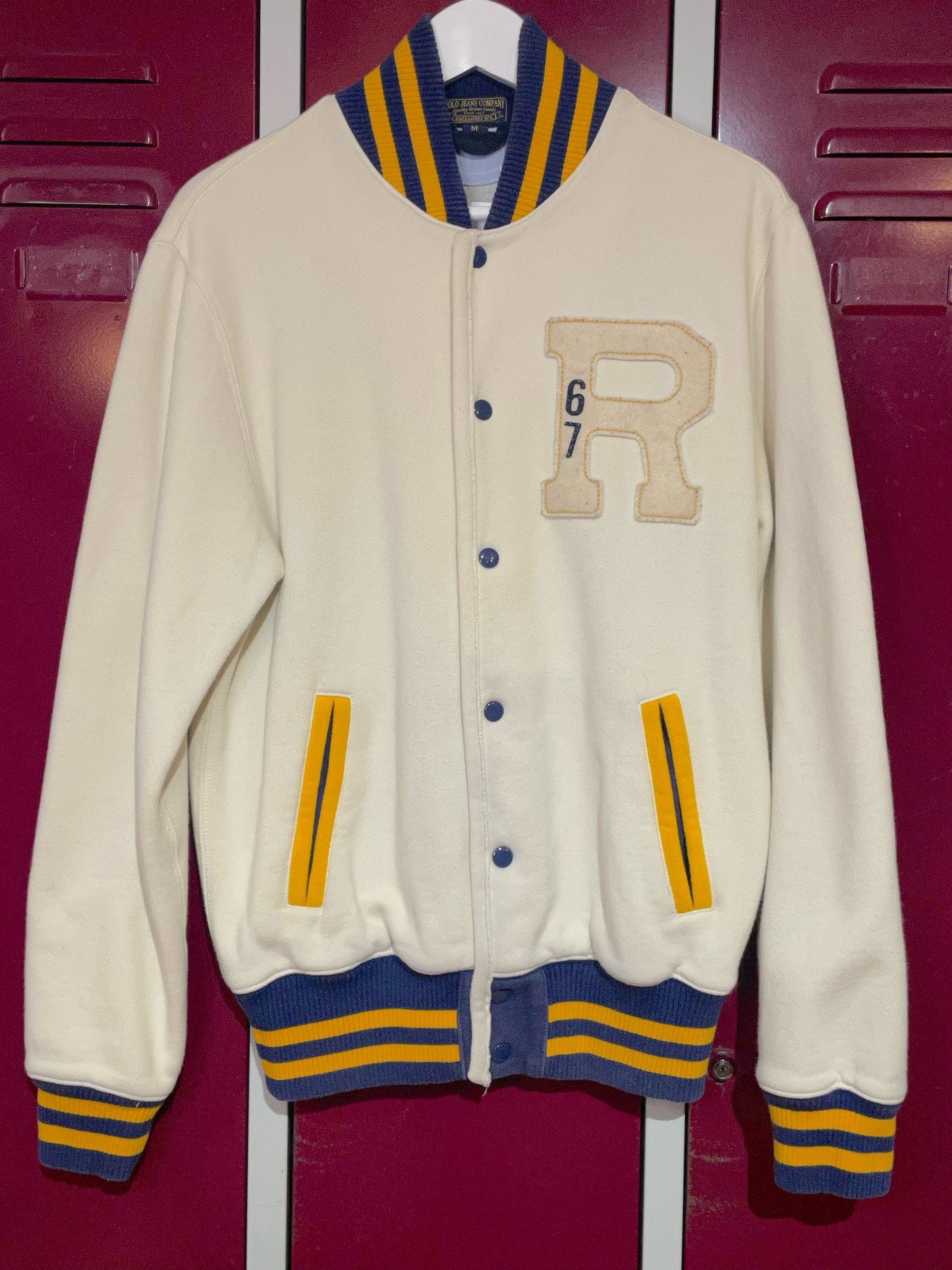 POLO RALPH LAUREN BUTTON-UP BASEBALL JACKET SWEAT SZ: M