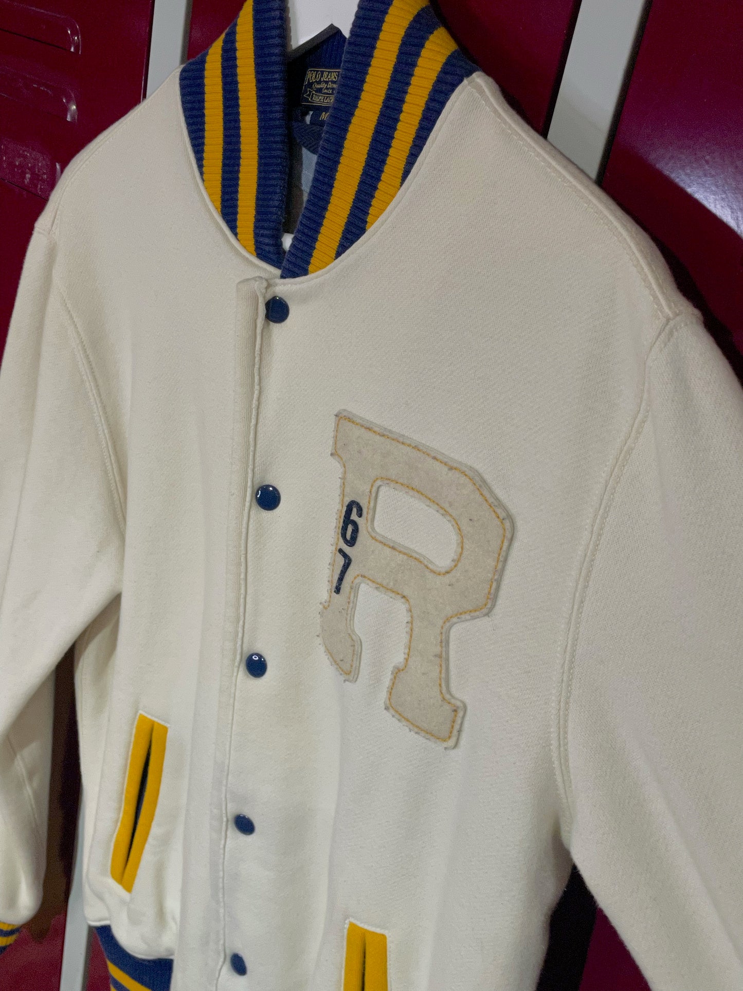 POLO RALPH LAUREN BUTTON-UP BASEBALL JACKET SWEAT SZ: M