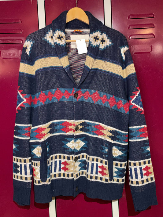 KOTO AZTEK PATTERNS KNIT CARDIGAN JACKET  SZ: L
