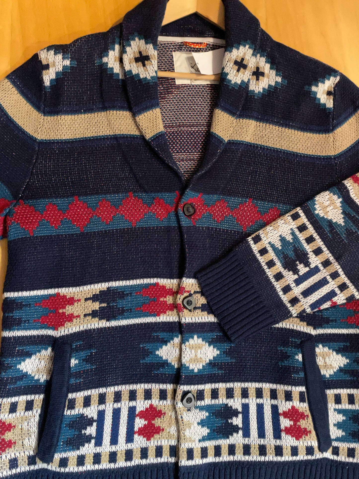 KOTO AZTEK PATTERNS KNIT CARDIGAN JACKET SZ: L