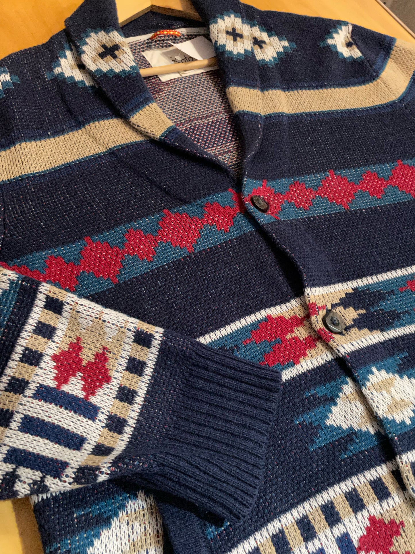 KOTO AZTEK PATTERNS KNIT CARDIGAN JACKET SZ: L