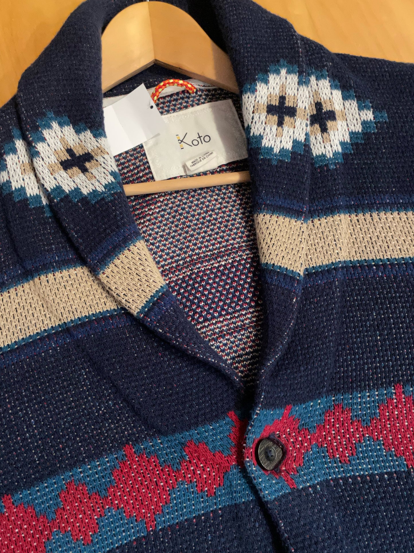 KOTO AZTEK PATTERNS KNIT CARDIGAN JACKET SZ: L