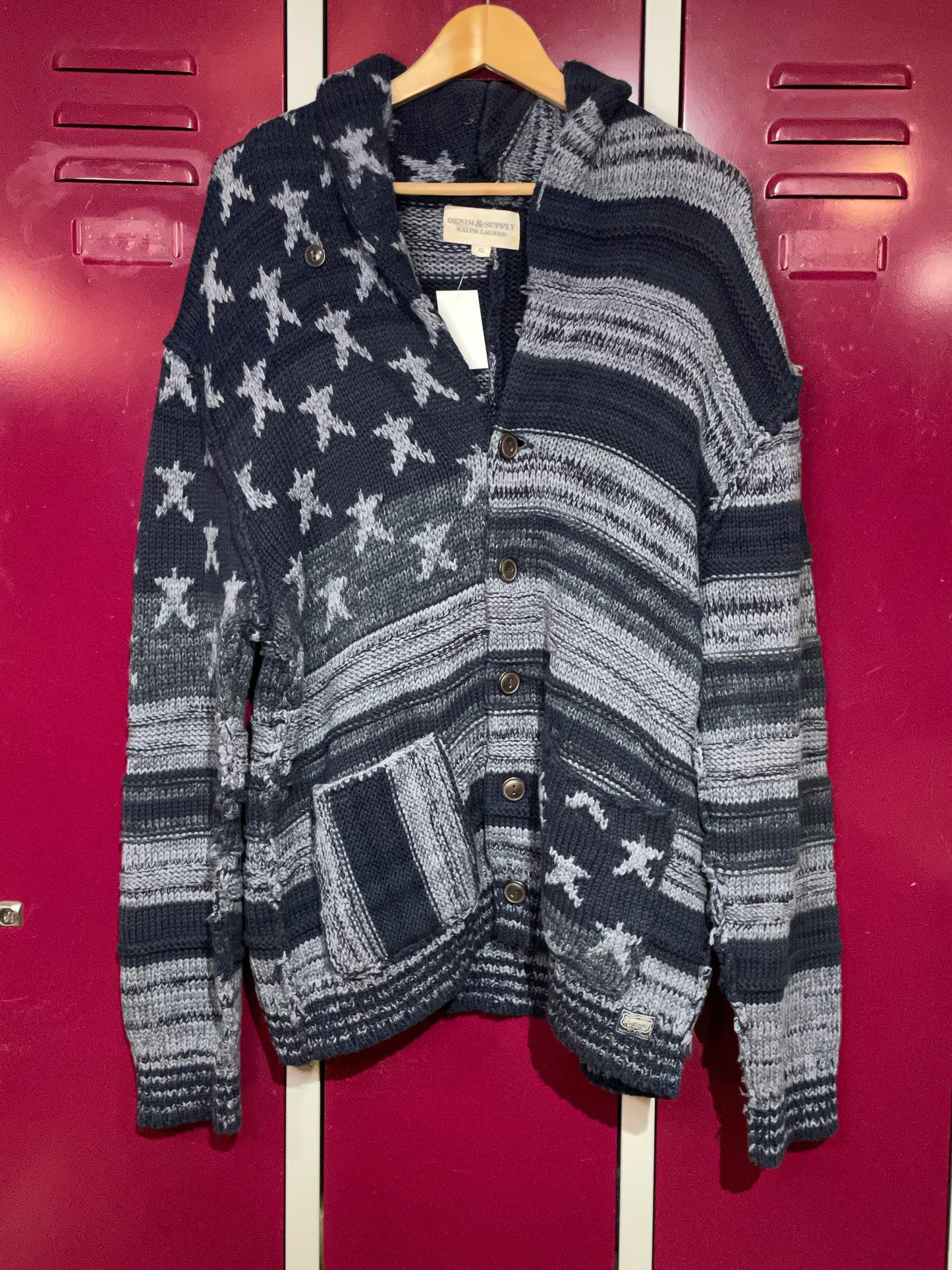 RALPH LAUREN AMERICAN FLAG CARDIGAN JACKET SZ: XL