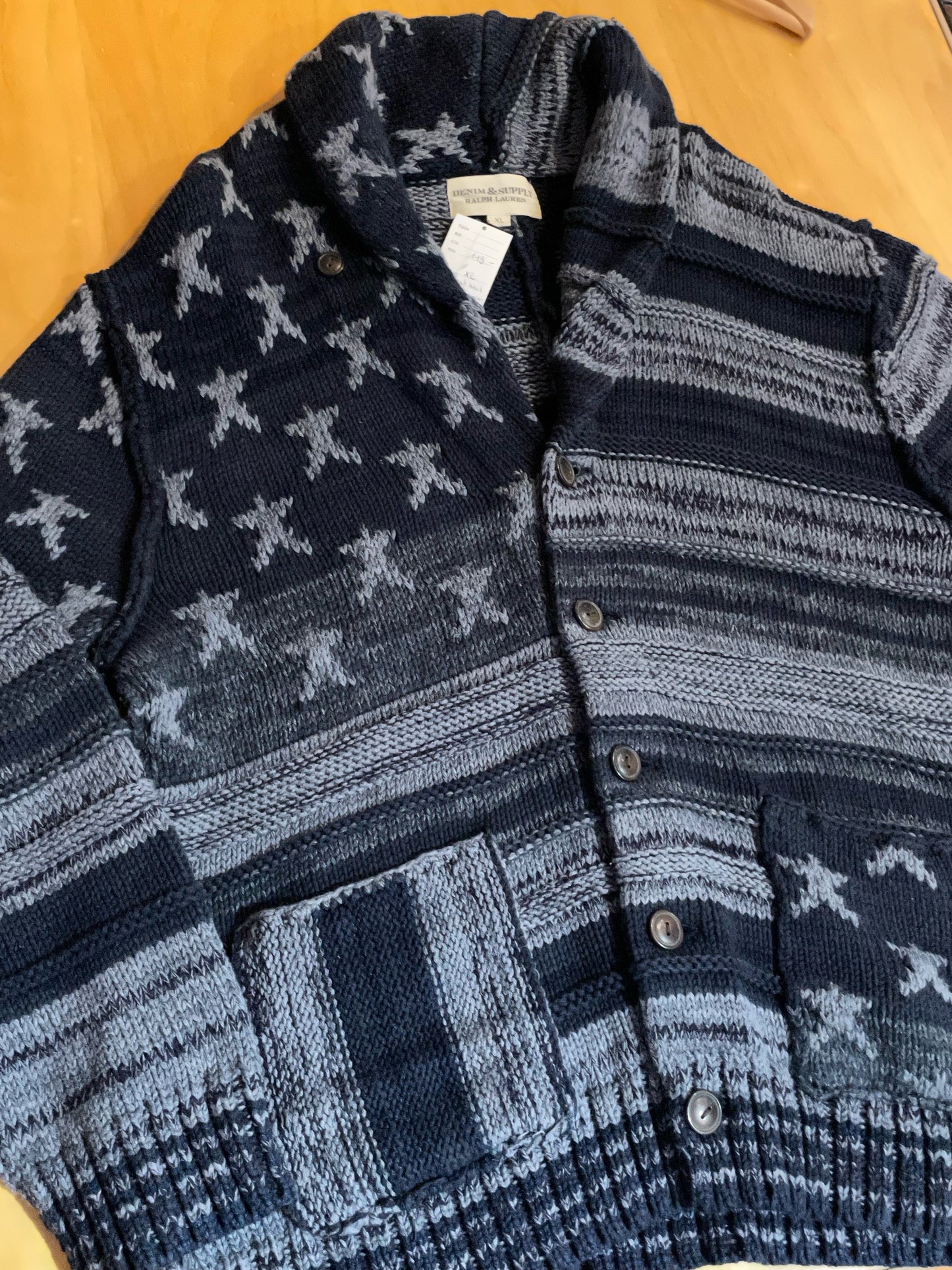 RALPH LAUREN AMERICAN FLAG CARDIGAN JACKET SZ: XL