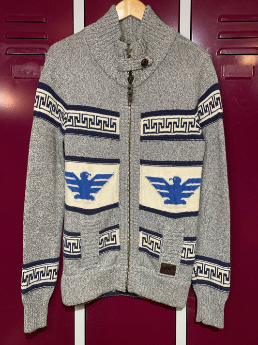SUPERDRY EAGLE AZTEC NORDIC KNIT CARDIGAN JACKET  SZ: M