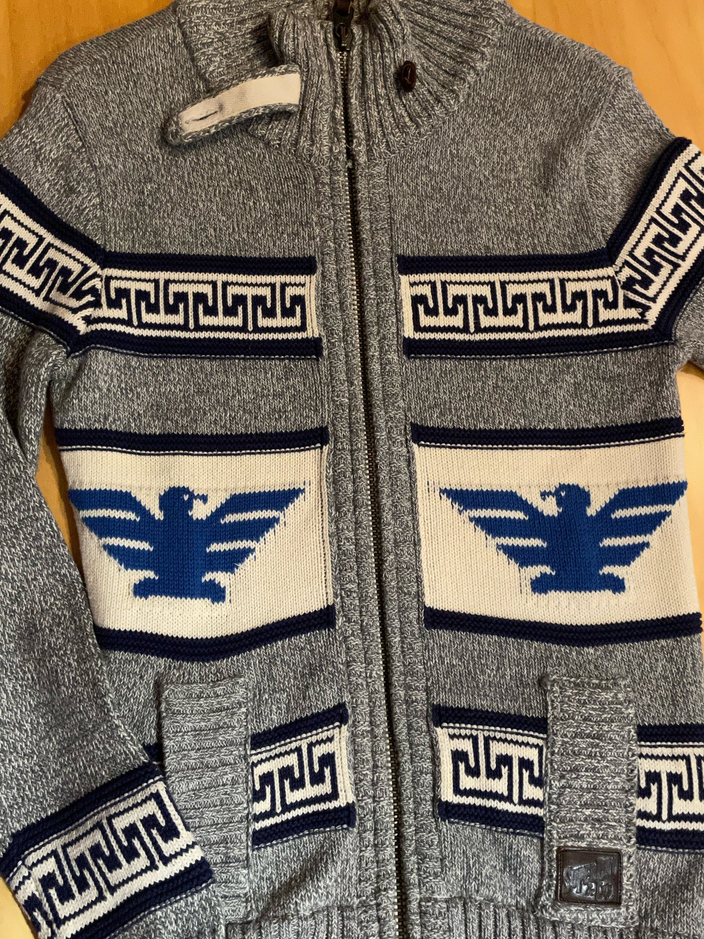 SUPERDRY EAGLE AZTEC NORDIC KNIT CARDIGAN JACKET SZ: M