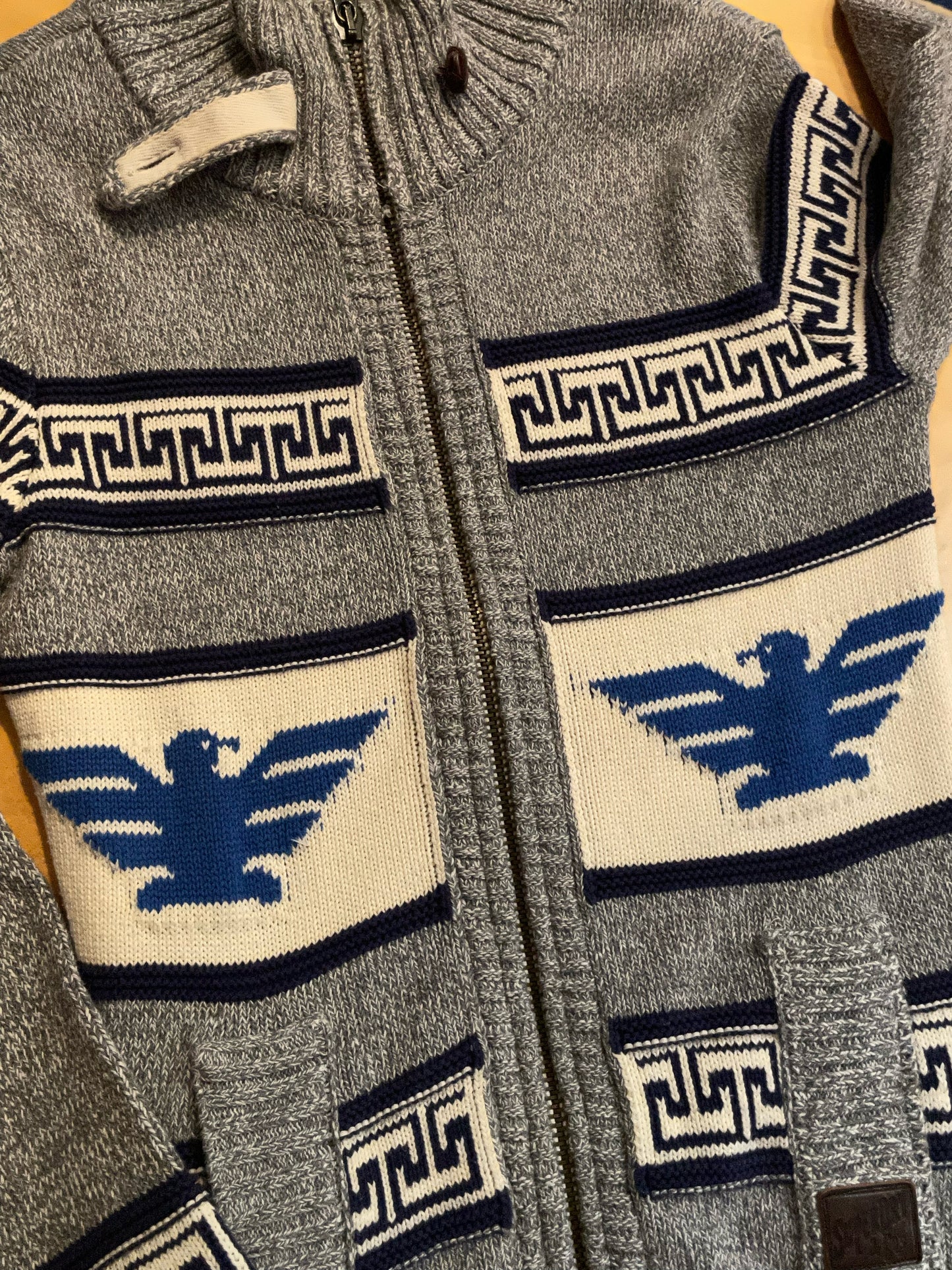 SUPERDRY EAGLE AZTEC NORDIC KNIT CARDIGAN JACKET SZ: M
