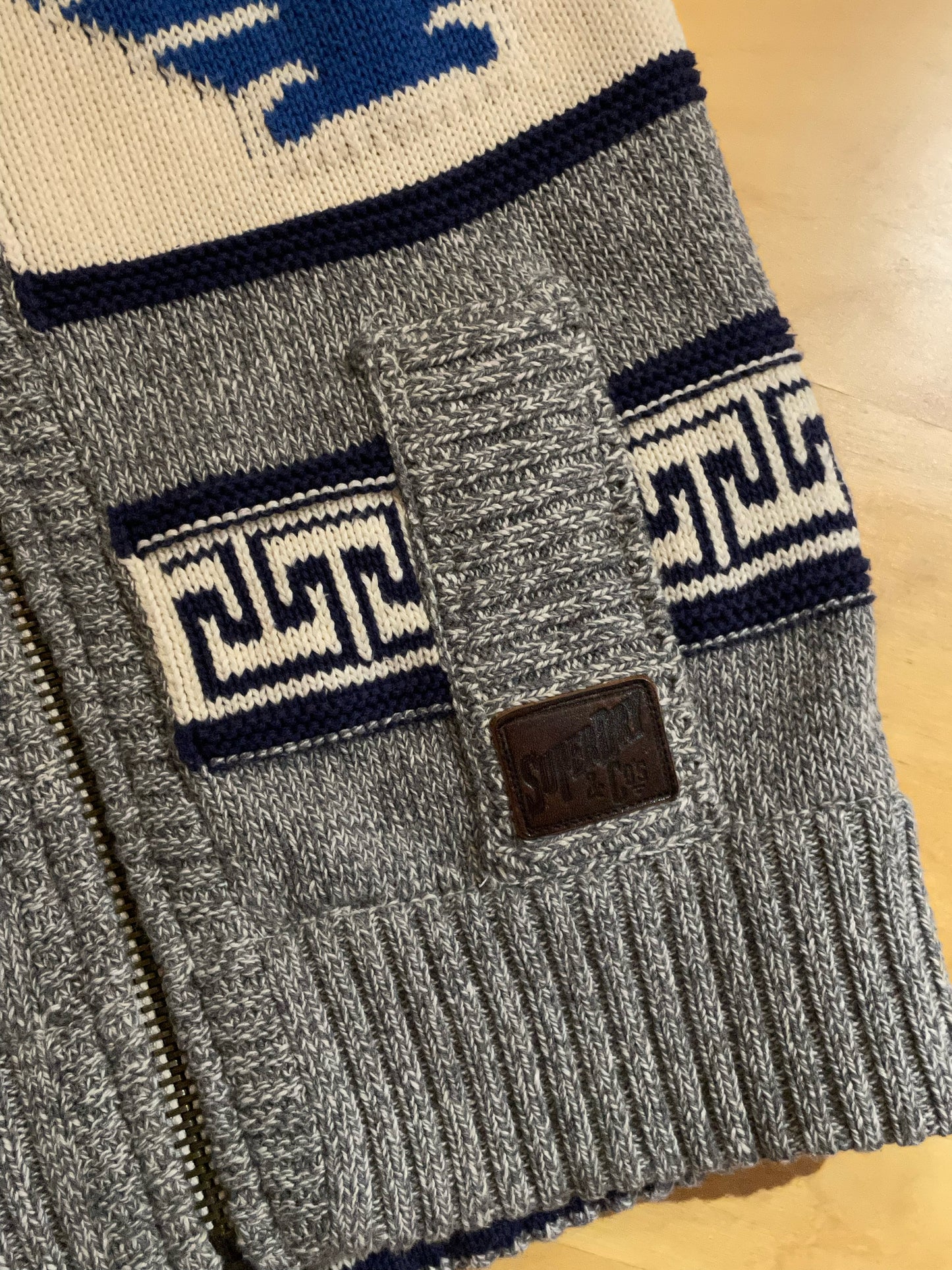 SUPERDRY EAGLE AZTEC NORDIC KNIT CARDIGAN JACKET SZ: M