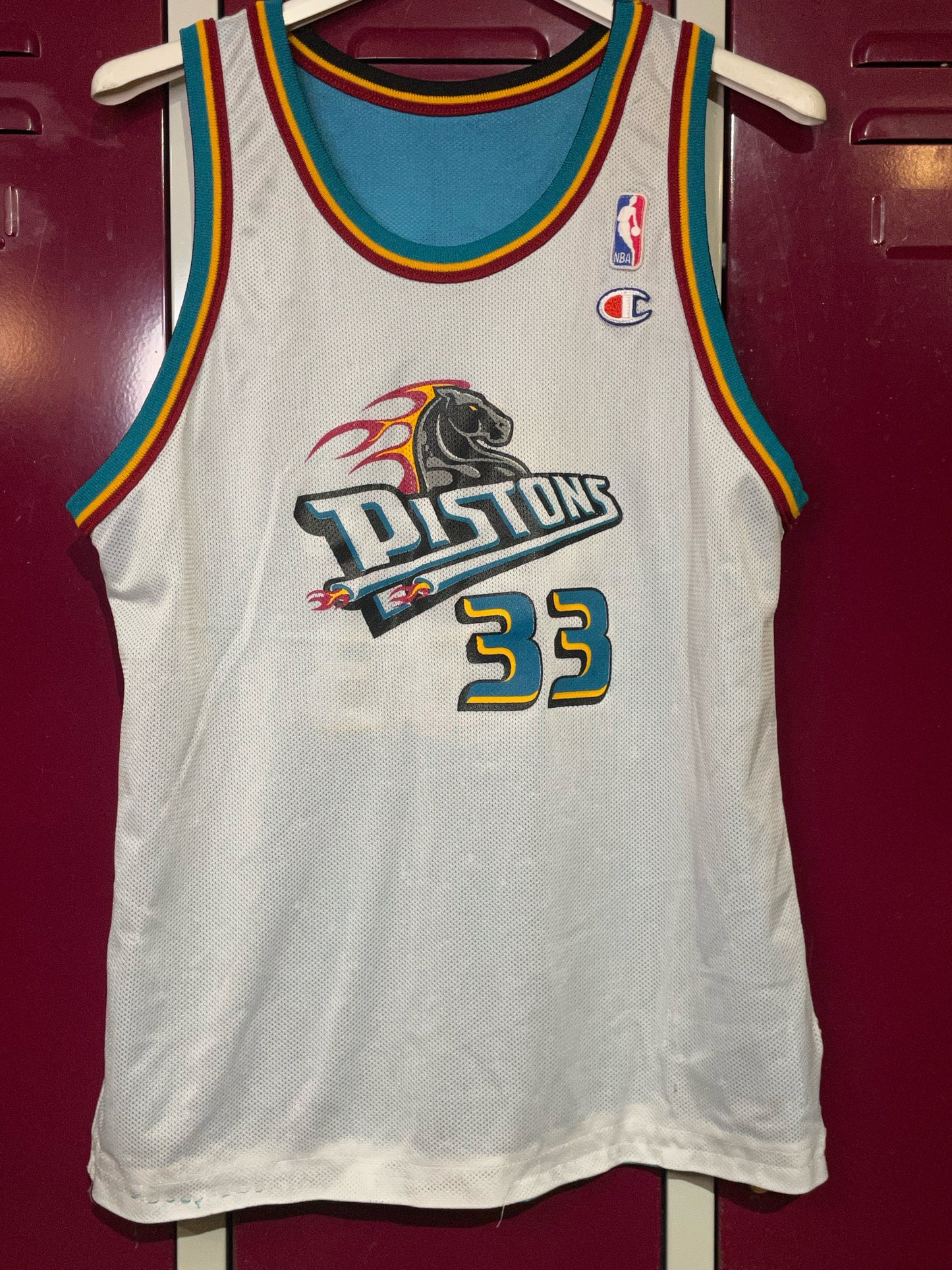 VINTAGE REVERSIBLE CHAMPION DETROIT PISTONS"GRANT HILL" NBA JERSEY  SZ: S
