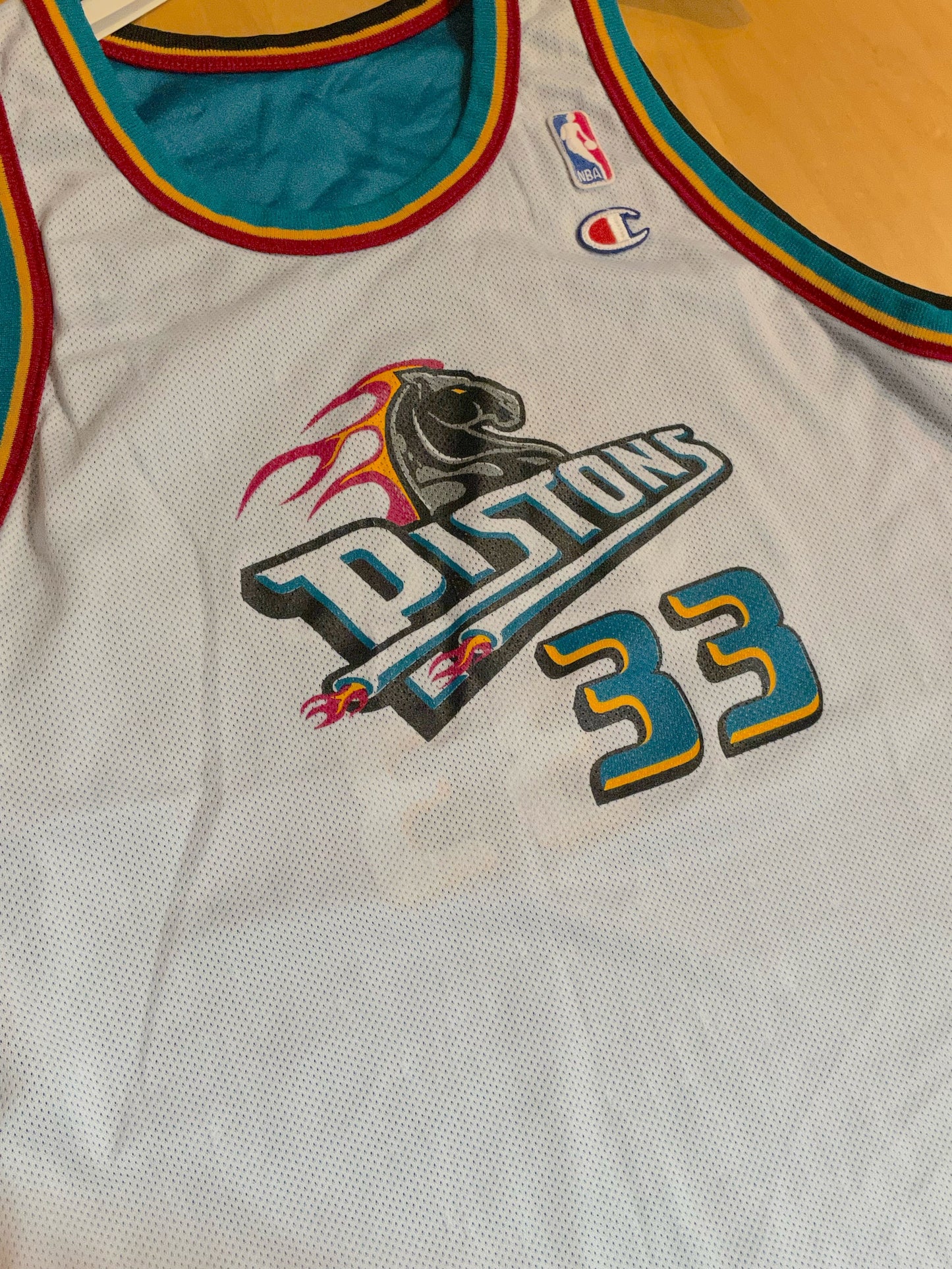 VINTAGE REVERSIBLE CHAMPION DETROIT PISTONS"GRANT HILL" NBA JERSEY  SZ: S