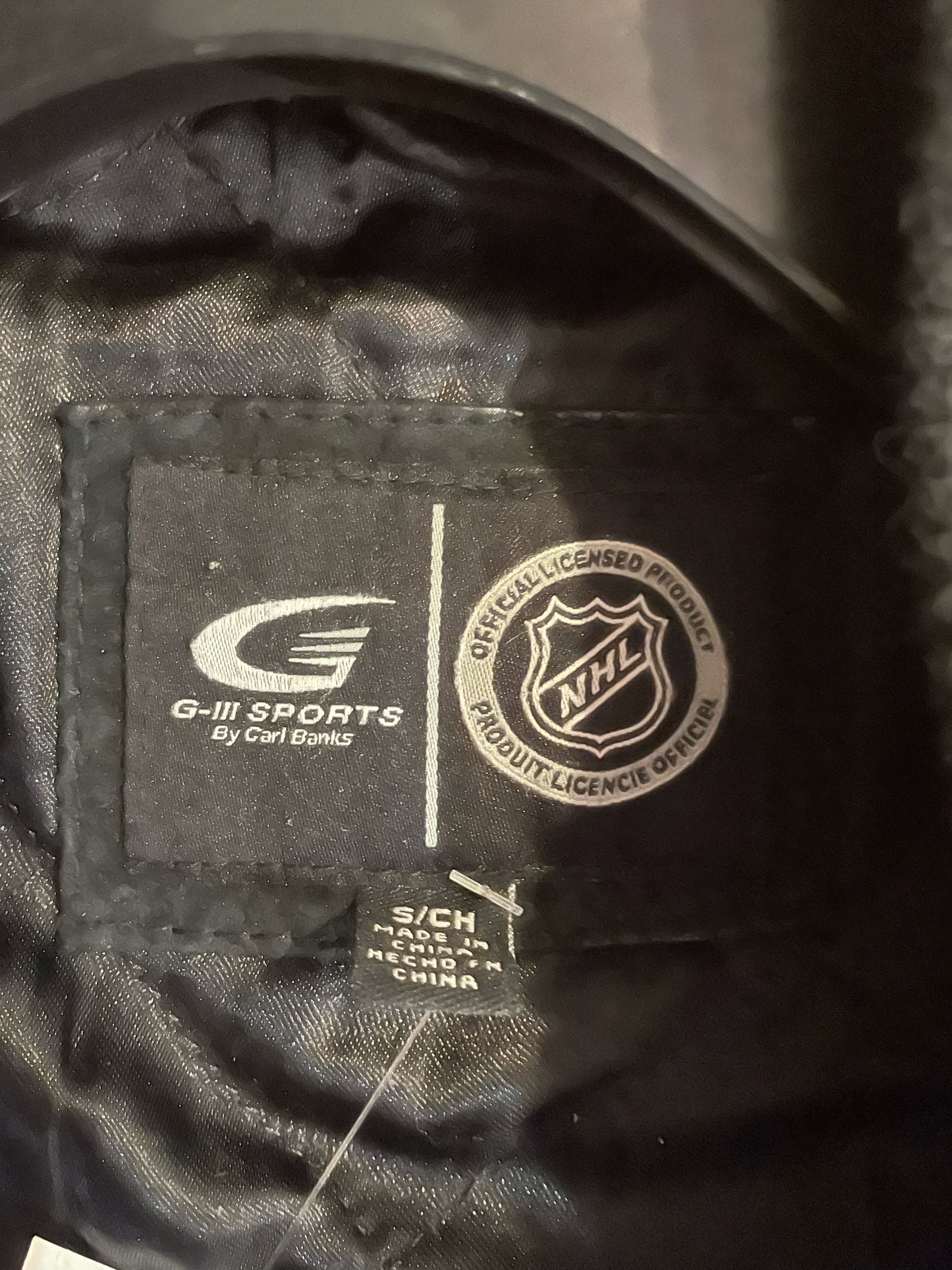 VINTAGE GIII SAN JOSE SHARKS NHL SUEDE & LEATHER VARSITY JACKET SZ: S