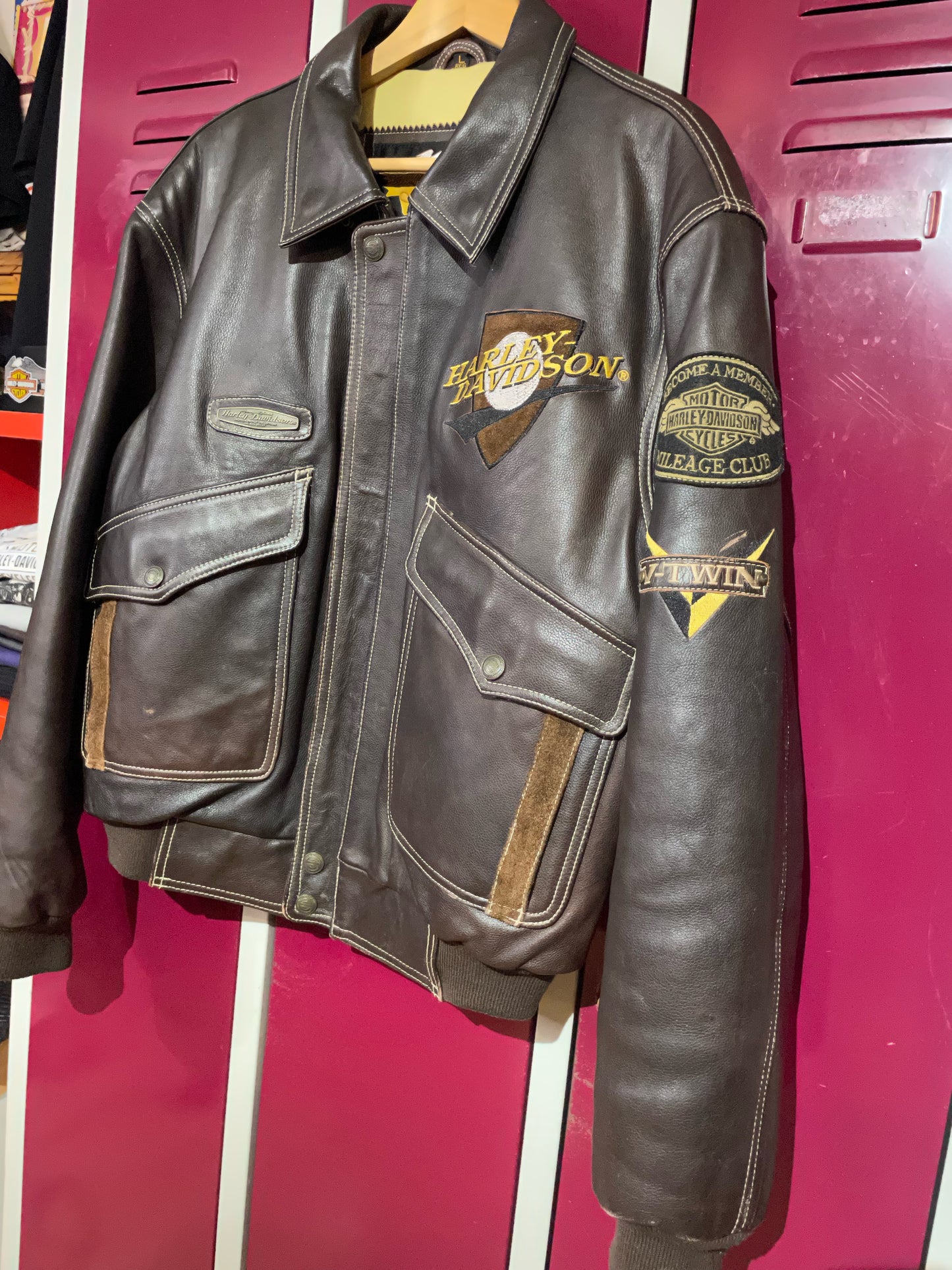 HARLEY DAVIDSON BROWN LEATHER JACKET SZ: L
