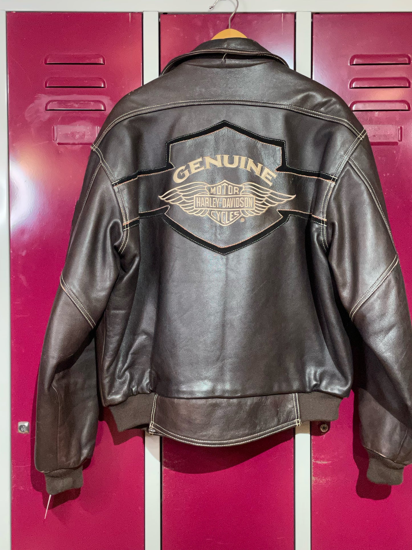 HARLEY DAVIDSON BROWN LEATHER JACKET SZ: L