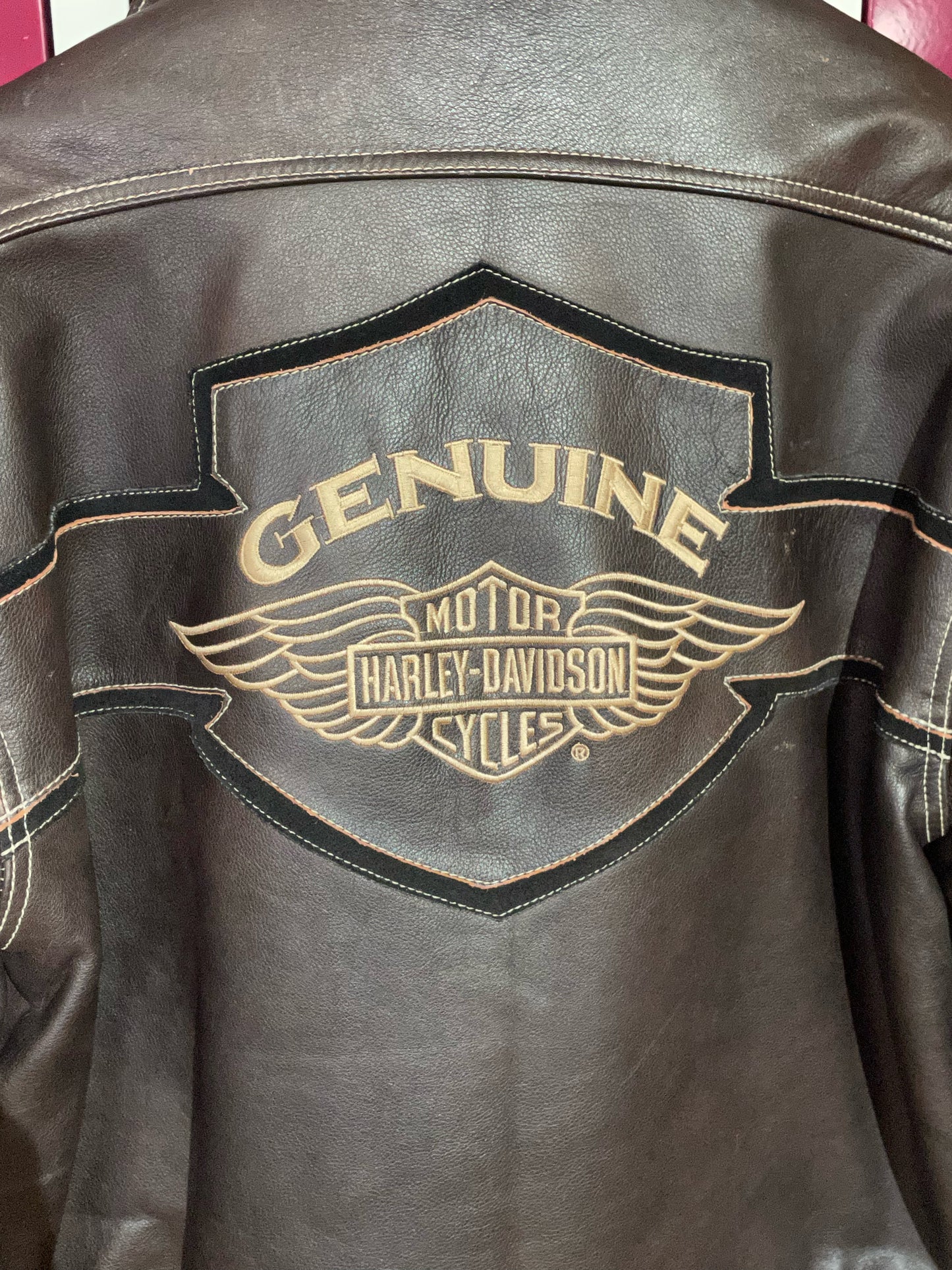 HARLEY DAVIDSON BROWN LEATHER JACKET SZ: L