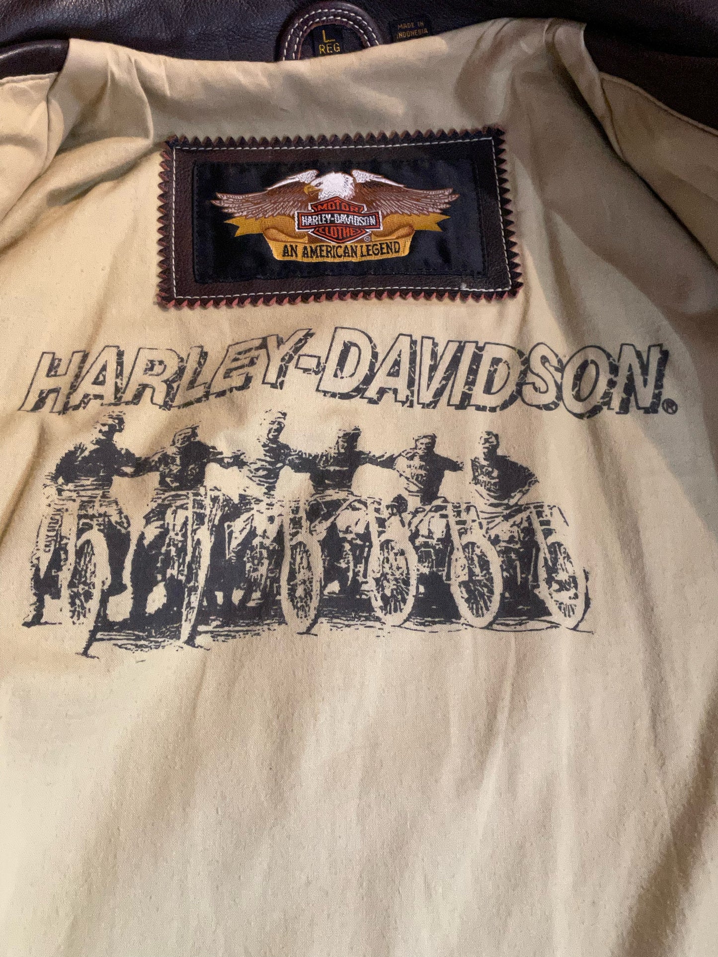 HARLEY DAVIDSON BROWN LEATHER JACKET SZ: L