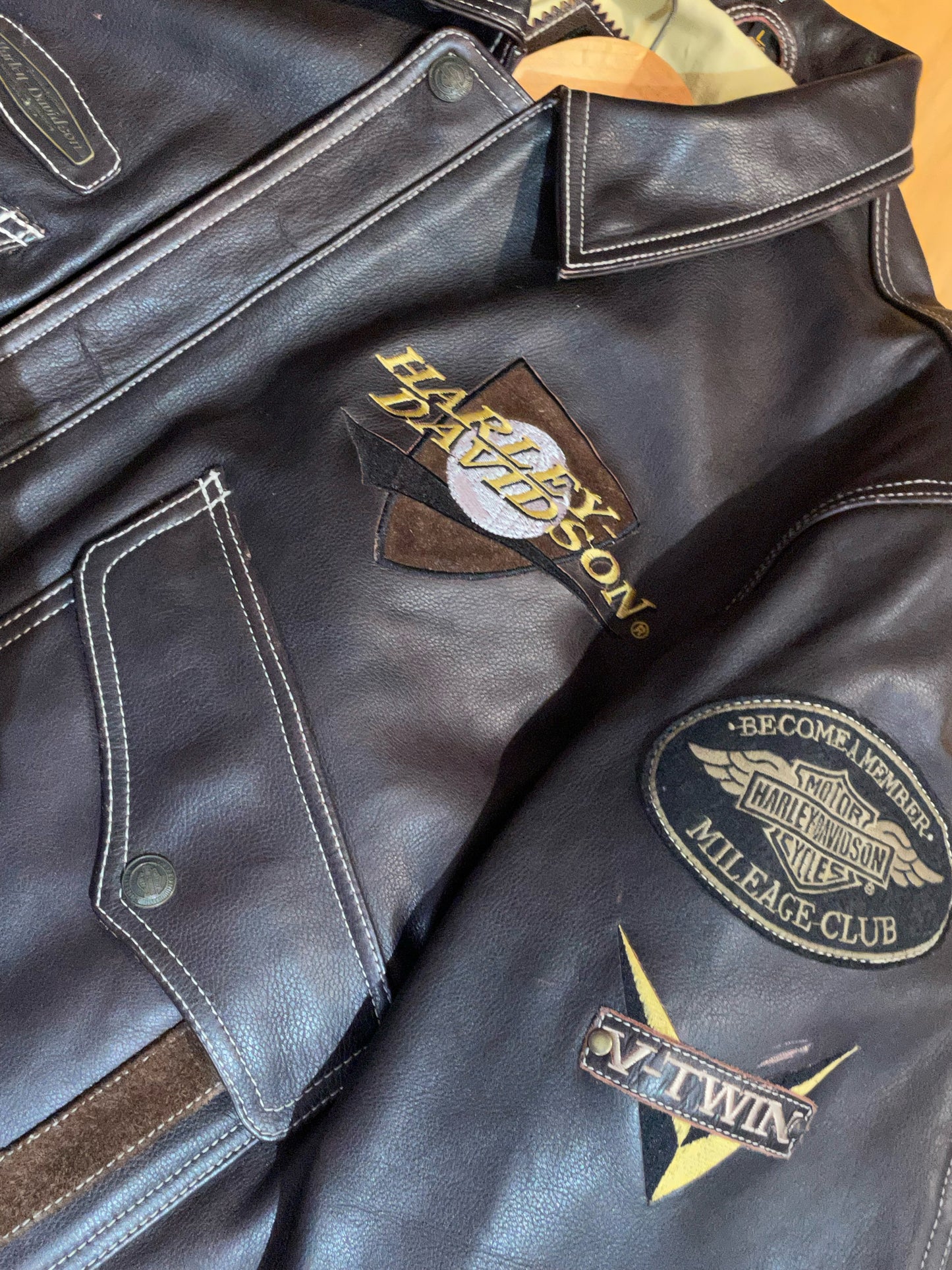 HARLEY DAVIDSON BROWN LEATHER JACKET SZ: L