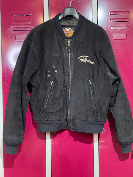 HARLEY DAVIDSON SUEDE LEATHER BOMBER JACKET SZ: L