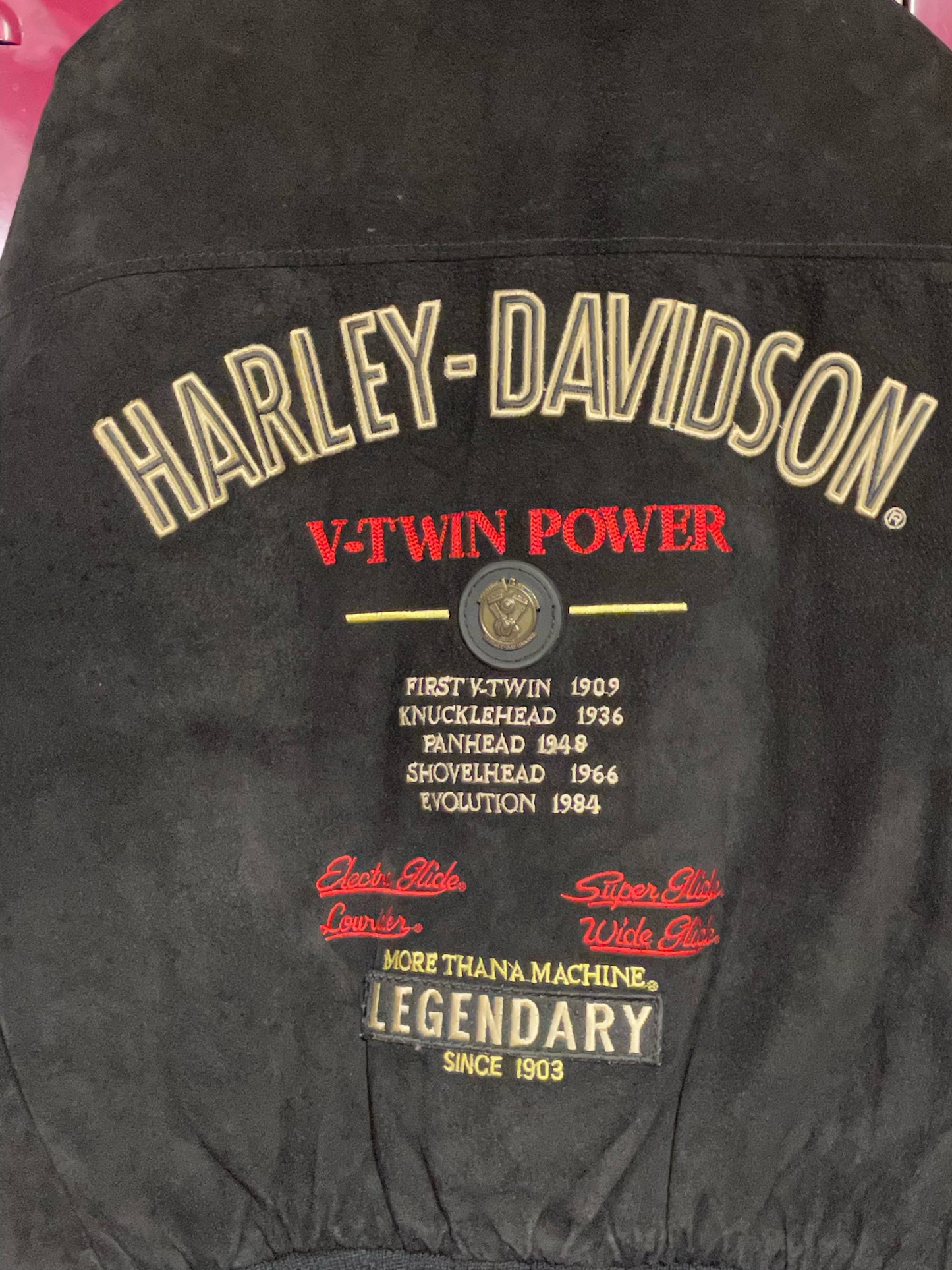 HARLEY DAVIDSON SUEDE LEATHER BOMBER JACKET SZ: L