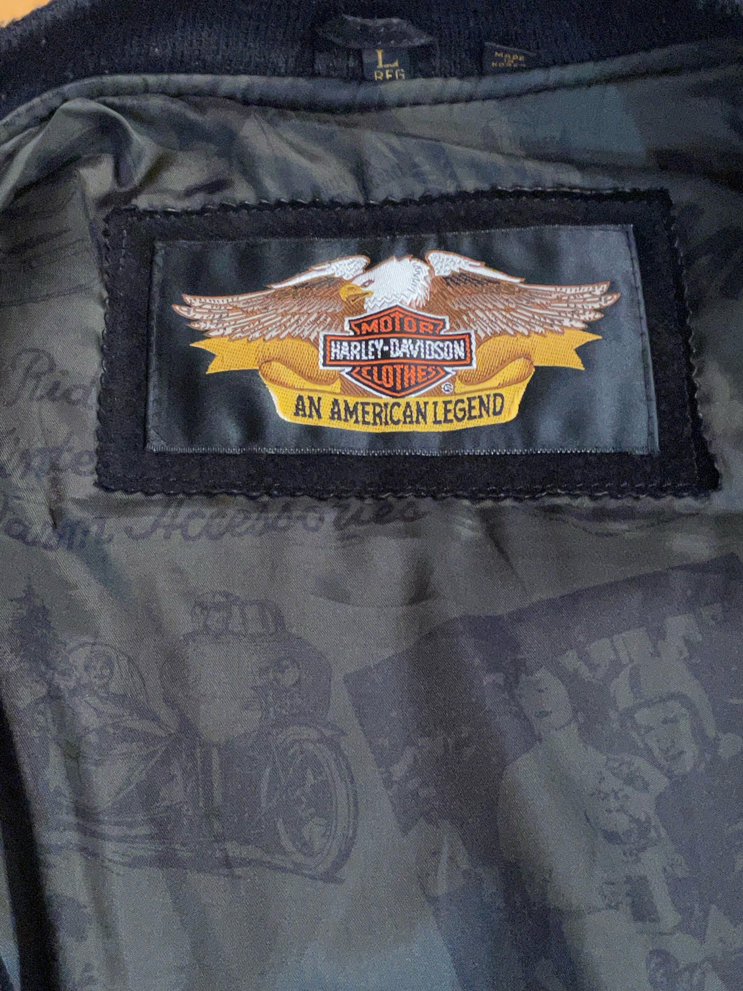 HARLEY DAVIDSON SUEDE LEATHER BOMBER JACKET SZ: L