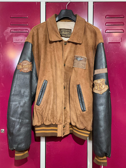 REDSKINS TYPE B-32 BICOLOR SUEDE & LEATHER VARSITY JACKET SZ: L/XL