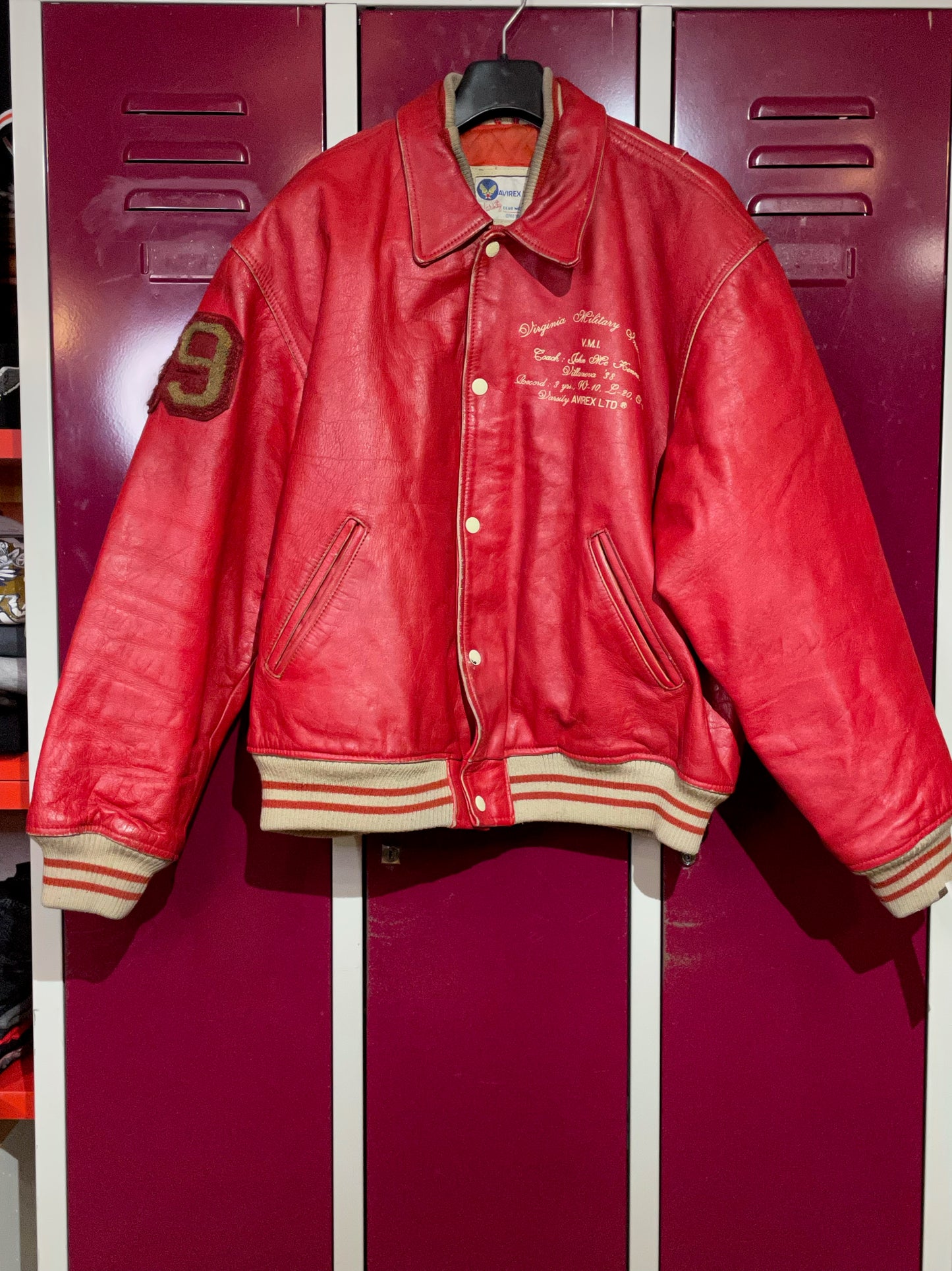 AVIREX U.S.A VIRGINIA INS CHAMPS LEATHER VARSITY JACKET SZ: XL