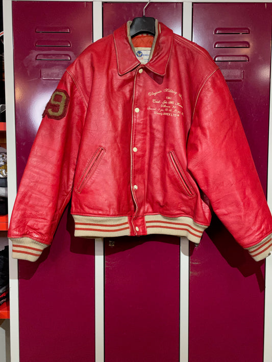 AVIREX U.S.A VIRGINIA INS CHAMPS LEATHER VARSITY JACKET SZ: XL