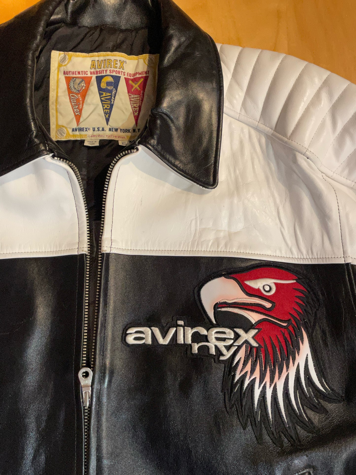 AVIREX EAGLE LEATHER JACKET SZ: XL