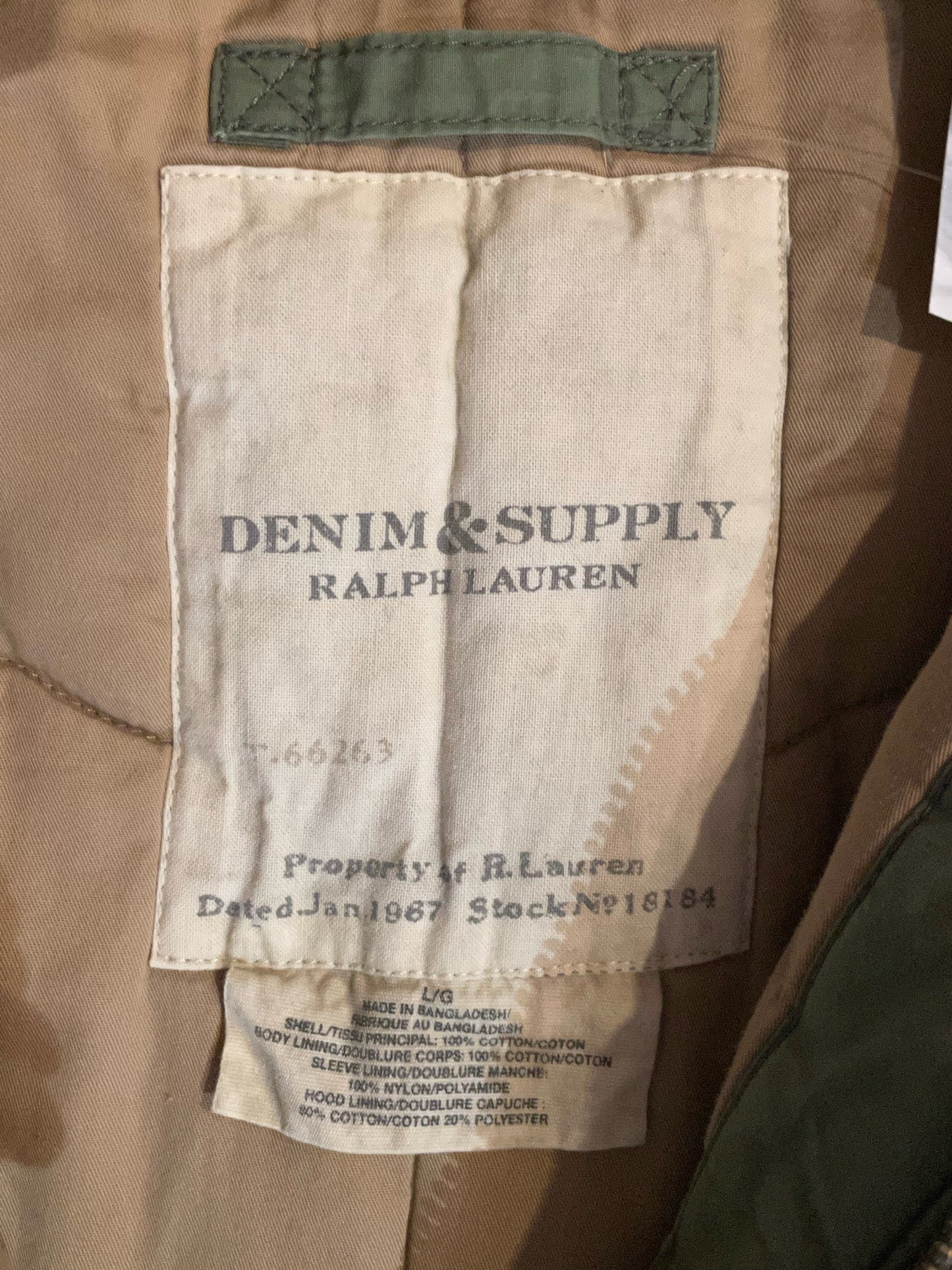 RALPH LAUREN MILITARY PARKA JACKET SZ: L
