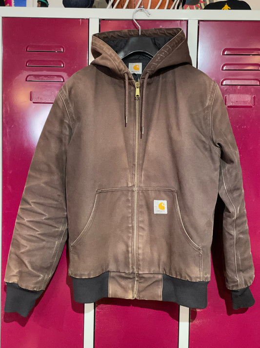 CARHARTT VINTAGE BROWN ZIP UP HOODED SZ: M