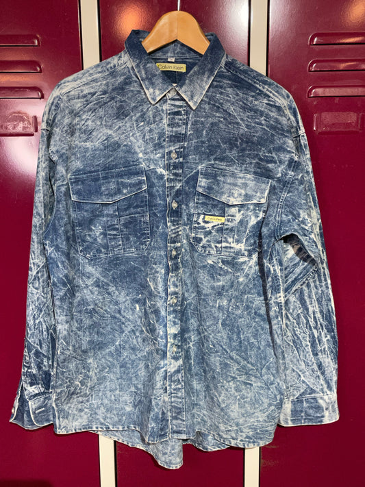 CALVIN KLEIN VINTAGE DENIM WASH SHIRT SZ: M