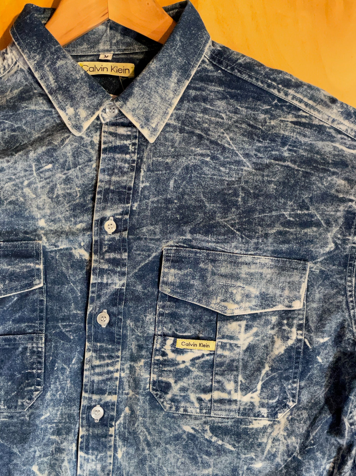 CALVIN KLEIN VINTAGE DENIM WASH SHIRT SZ: M
