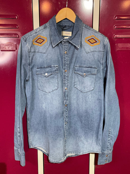 STONES (DS-NEW) NAVAJO WESTERN DENIM SHIRT SZ: M