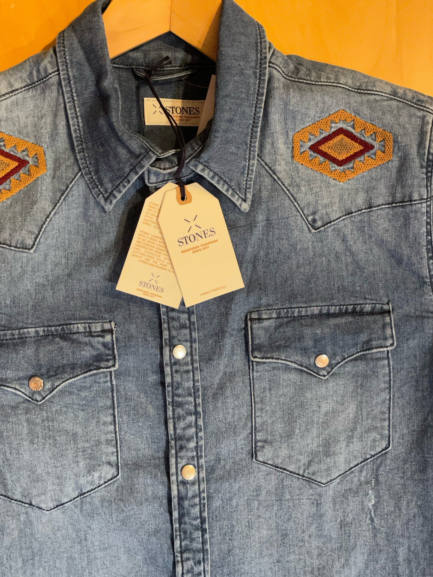 STONES (DS-NEW) NAVAJO WESTERN DENIM SHIRT SZ: M