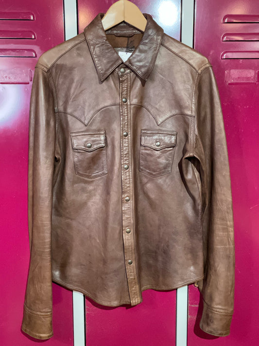 DOLCE & GABBANA LEATHER SHIRT  SZ: 50 = L
