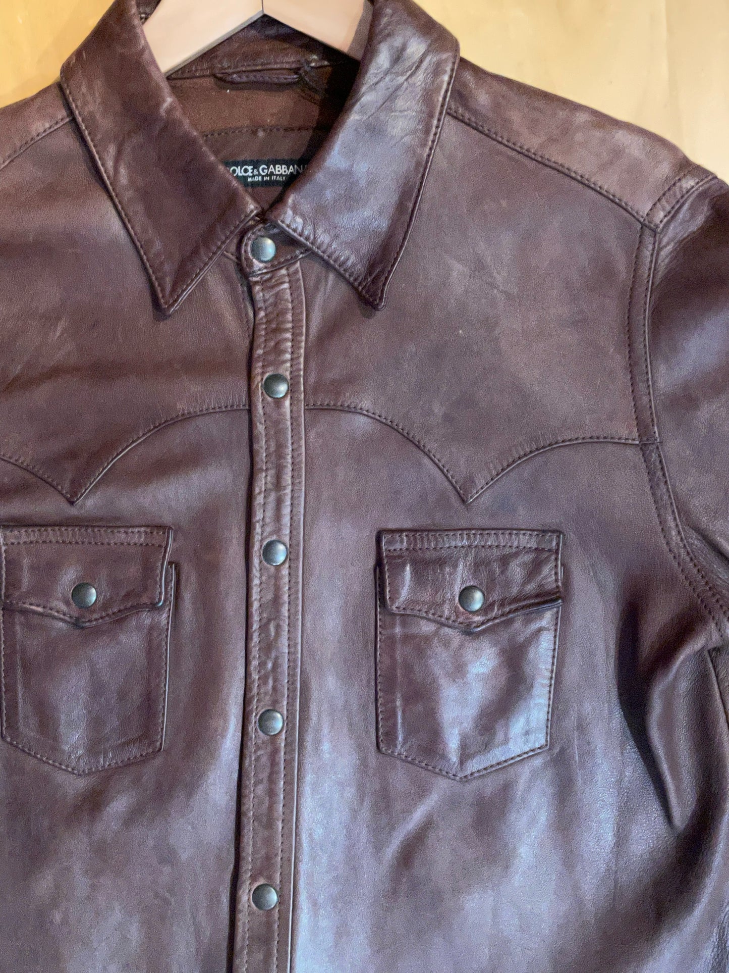 DOLCE & GABBANA LEATHER SHIRT SZ: 50 = L