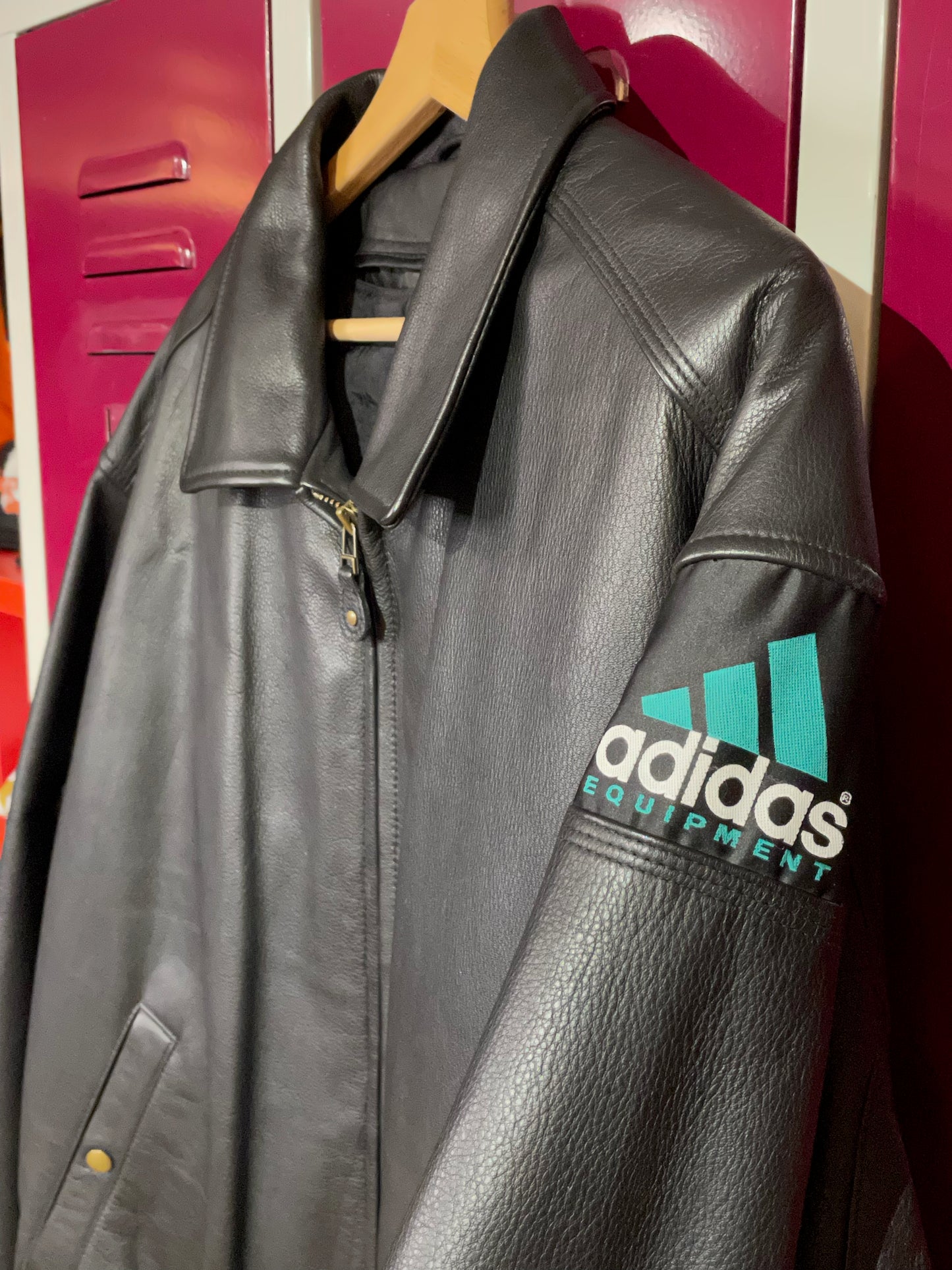 ADIDAS EQUIPMENT VINTAGE LEATHER JACKET SZ: L