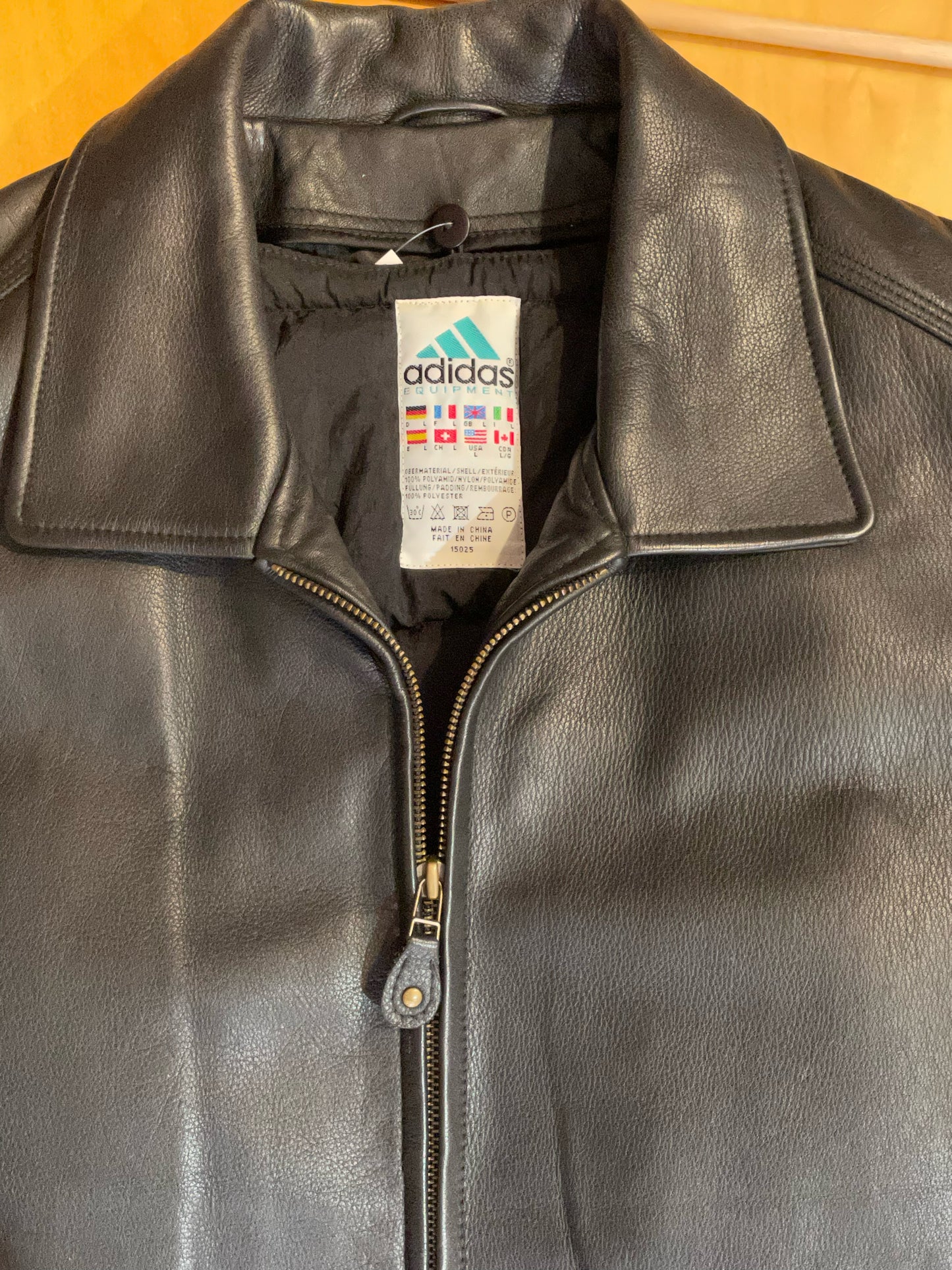 ADIDAS EQUIPMENT VINTAGE LEATHER JACKET SZ: L