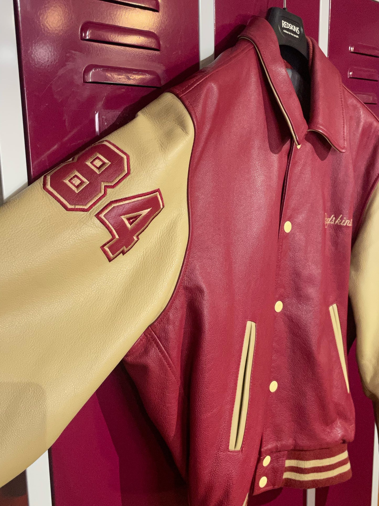 REDSKINS VARSITY LEATHER JACKET SZ: L