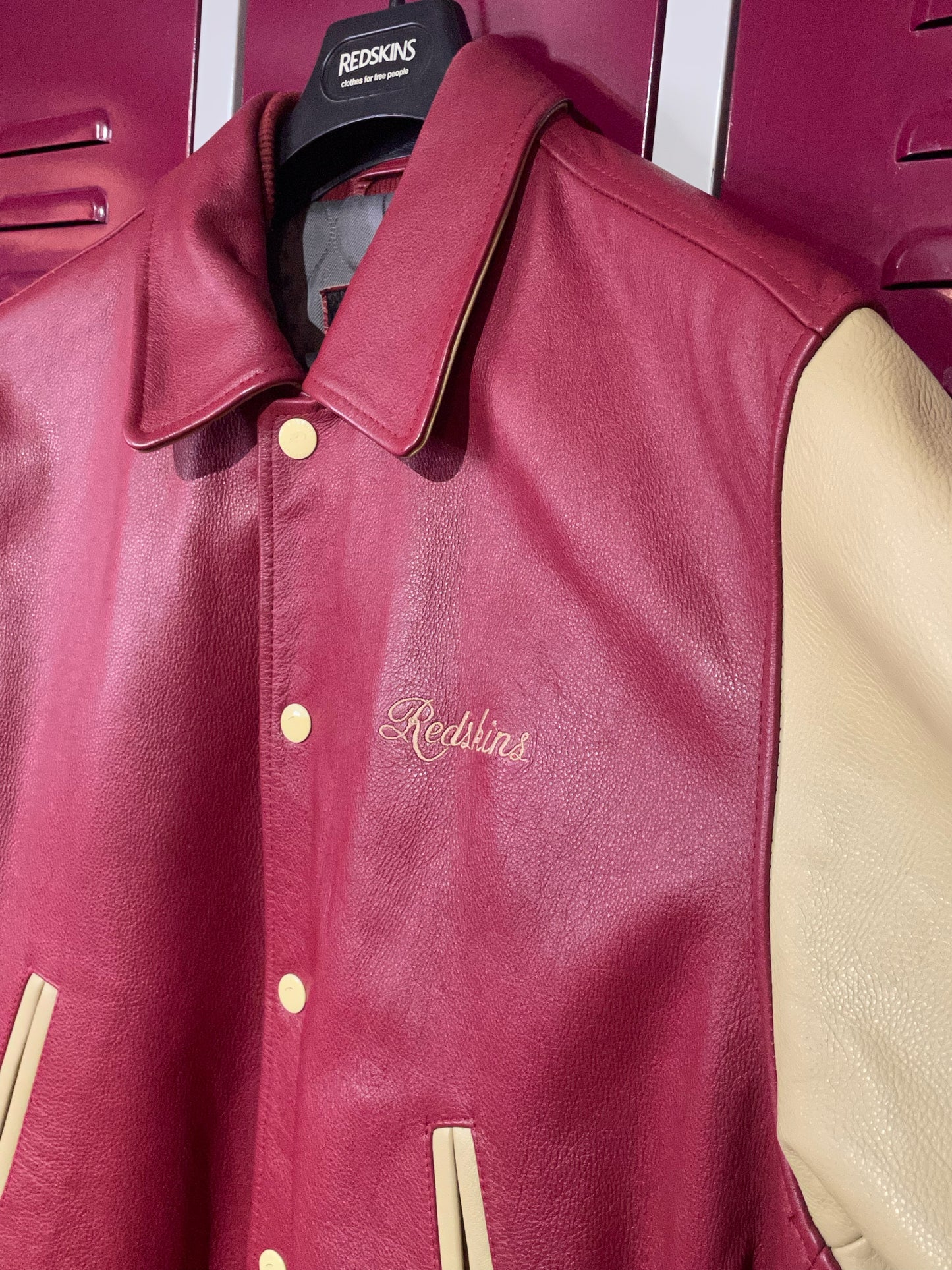 REDSKINS VARSITY LEATHER JACKET SZ: L