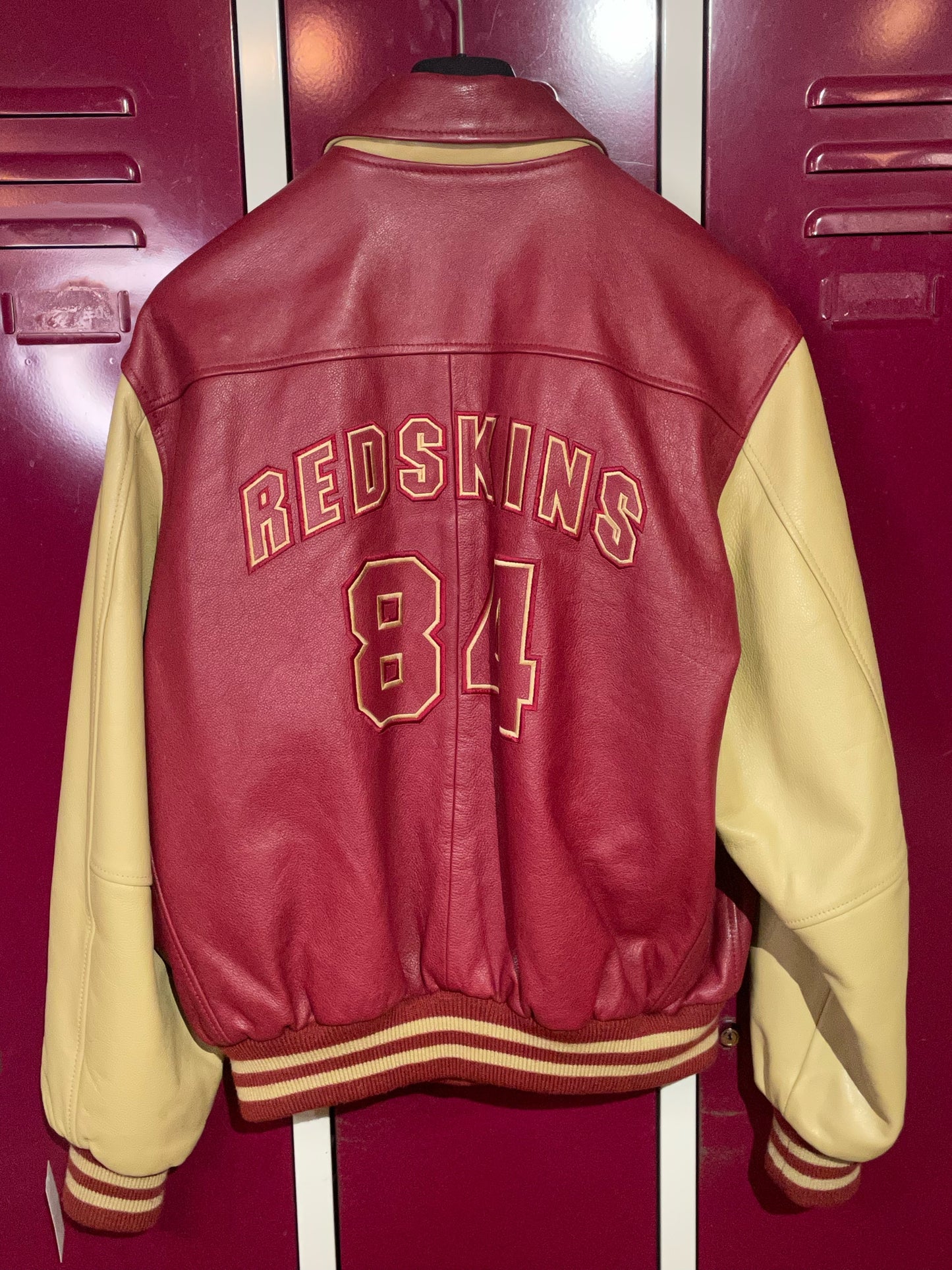 REDSKINS VARSITY LEATHER JACKET SZ: L