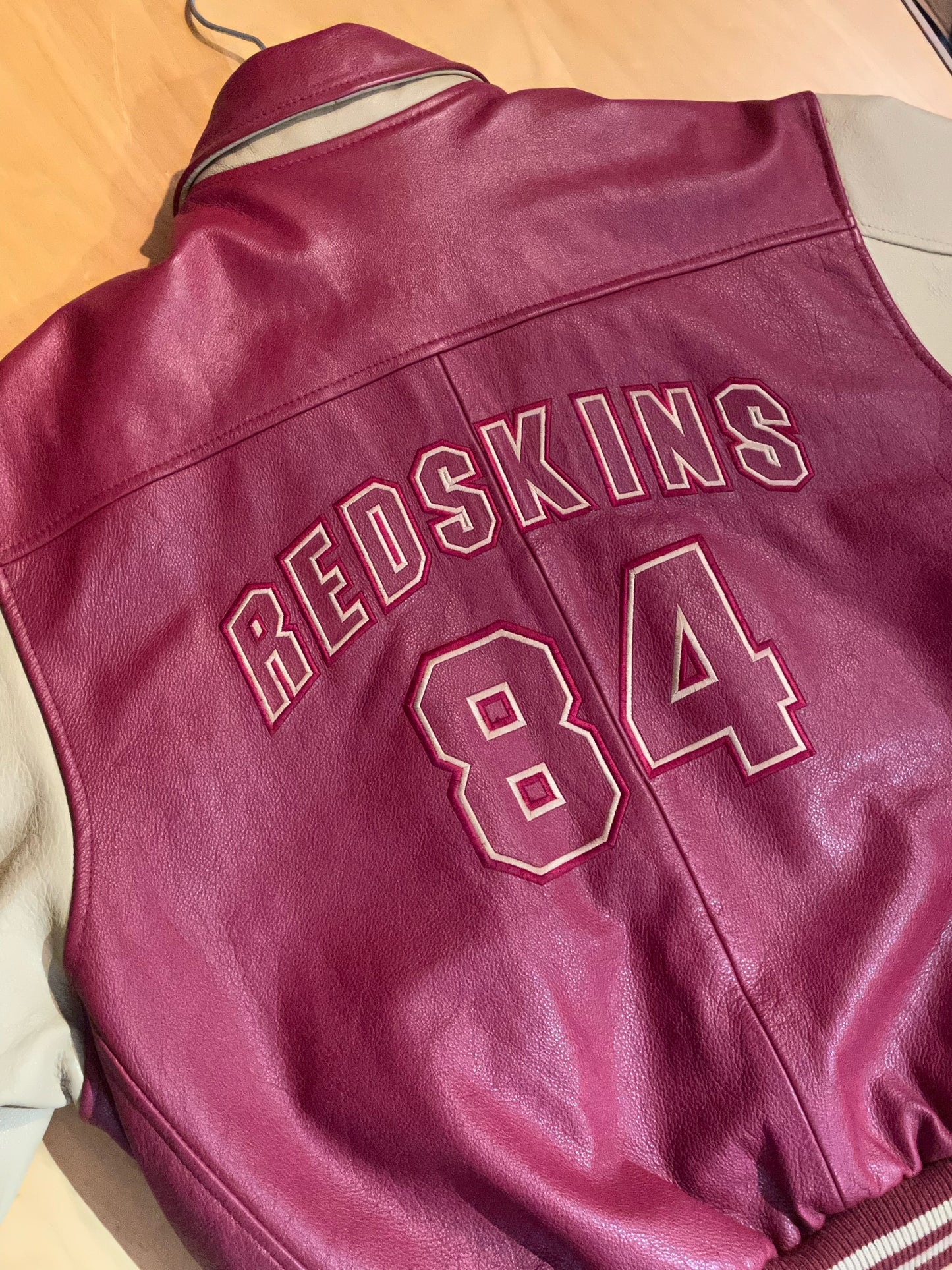 REDSKINS VARSITY LEATHER JACKET SZ: L