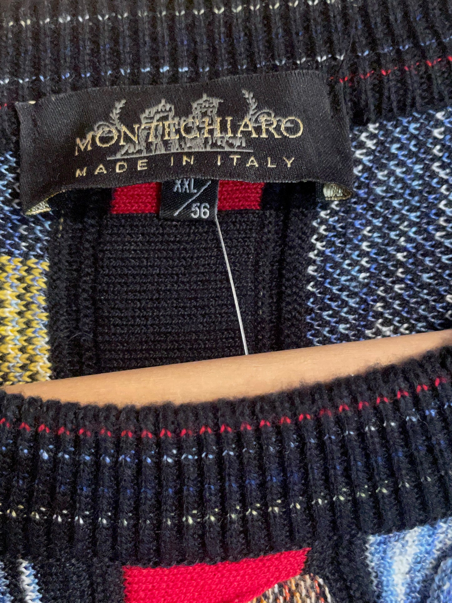 MONTECHIARO MADE IN ITALY MULTICOLORS PULLOVER SZ: XXL