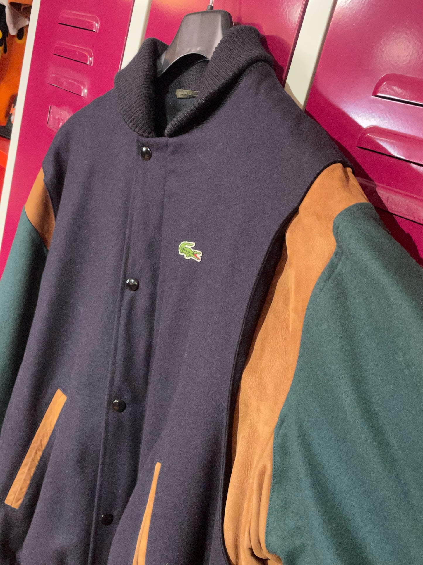 LACOSTE VINTAGE WOOL & SUEDE JACKET SZ: 6/XL