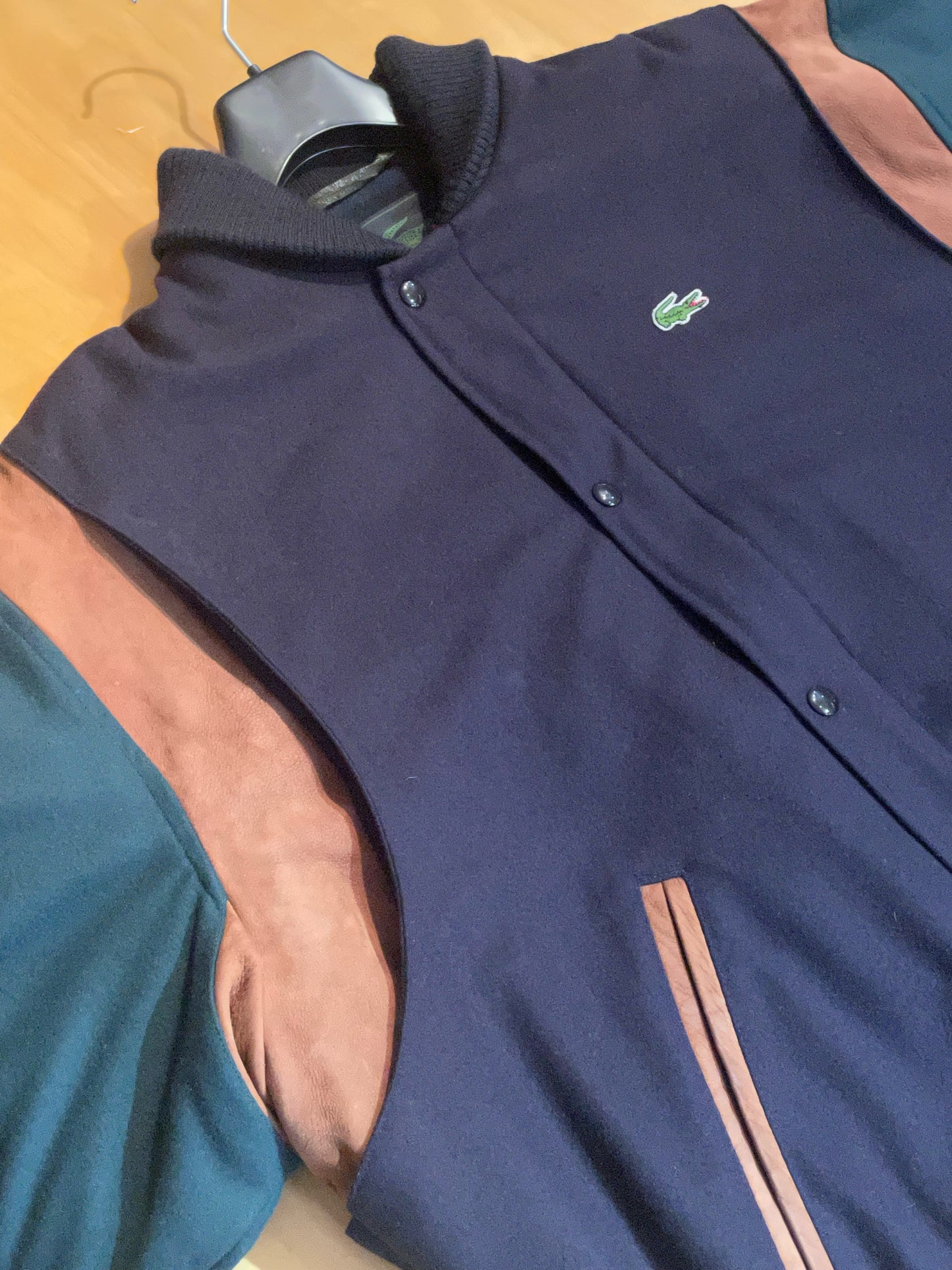 LACOSTE VINTAGE WOOL & SUEDE JACKET SZ: 6/XL