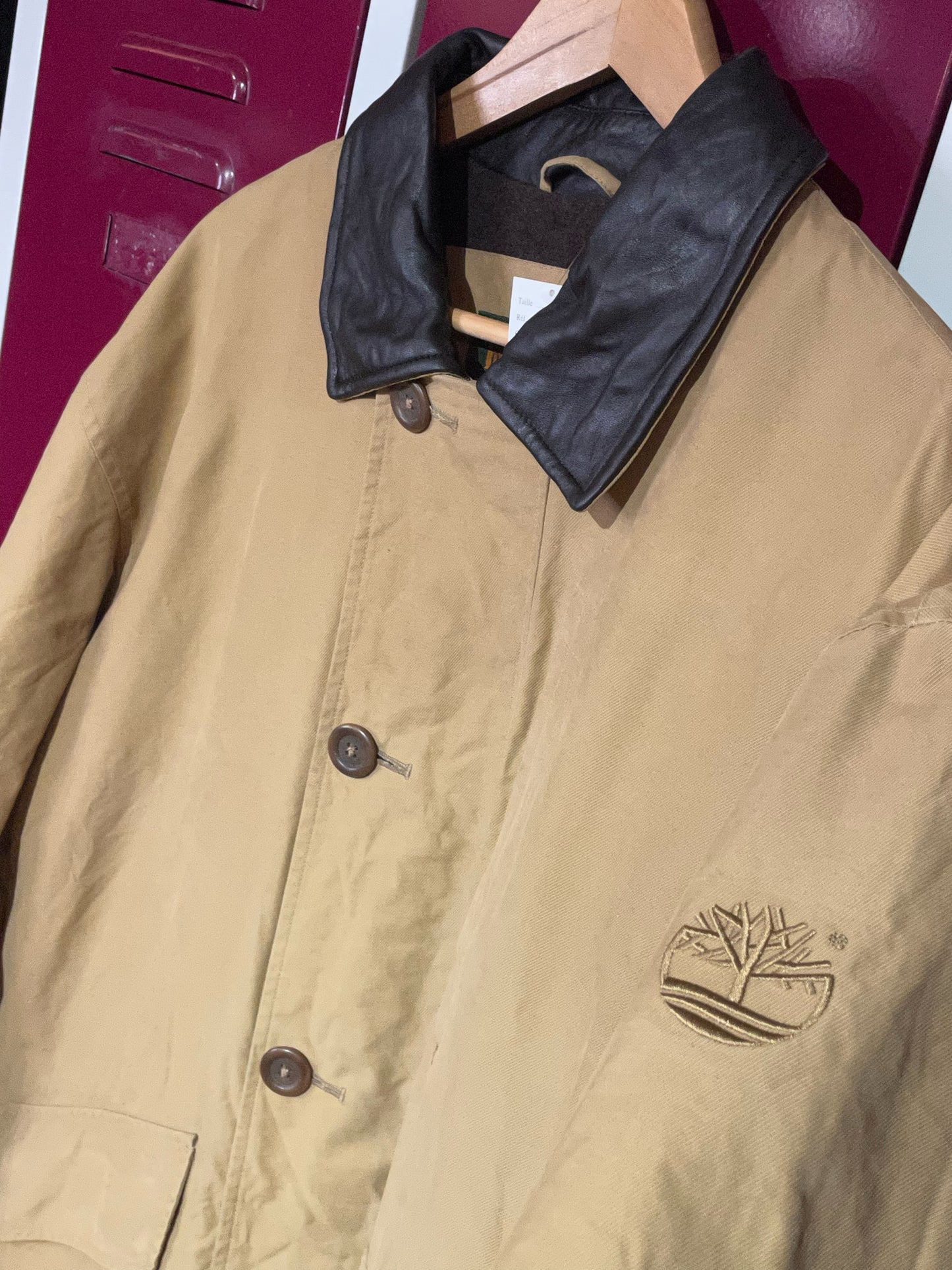 TIMBERLAND LEATHER COLLAR COAT SZ: M