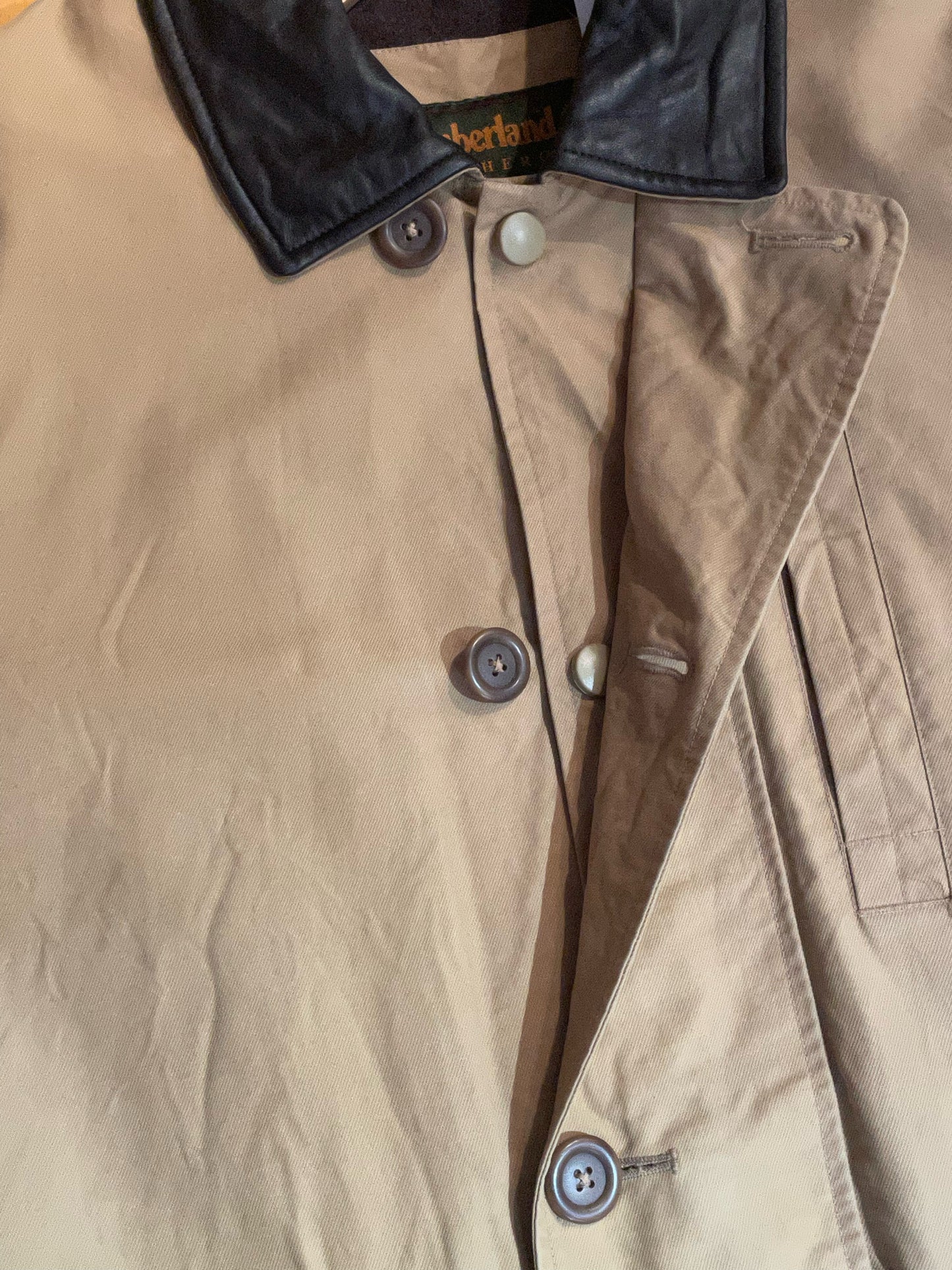 TIMBERLAND LEATHER COLLAR COAT SZ: M