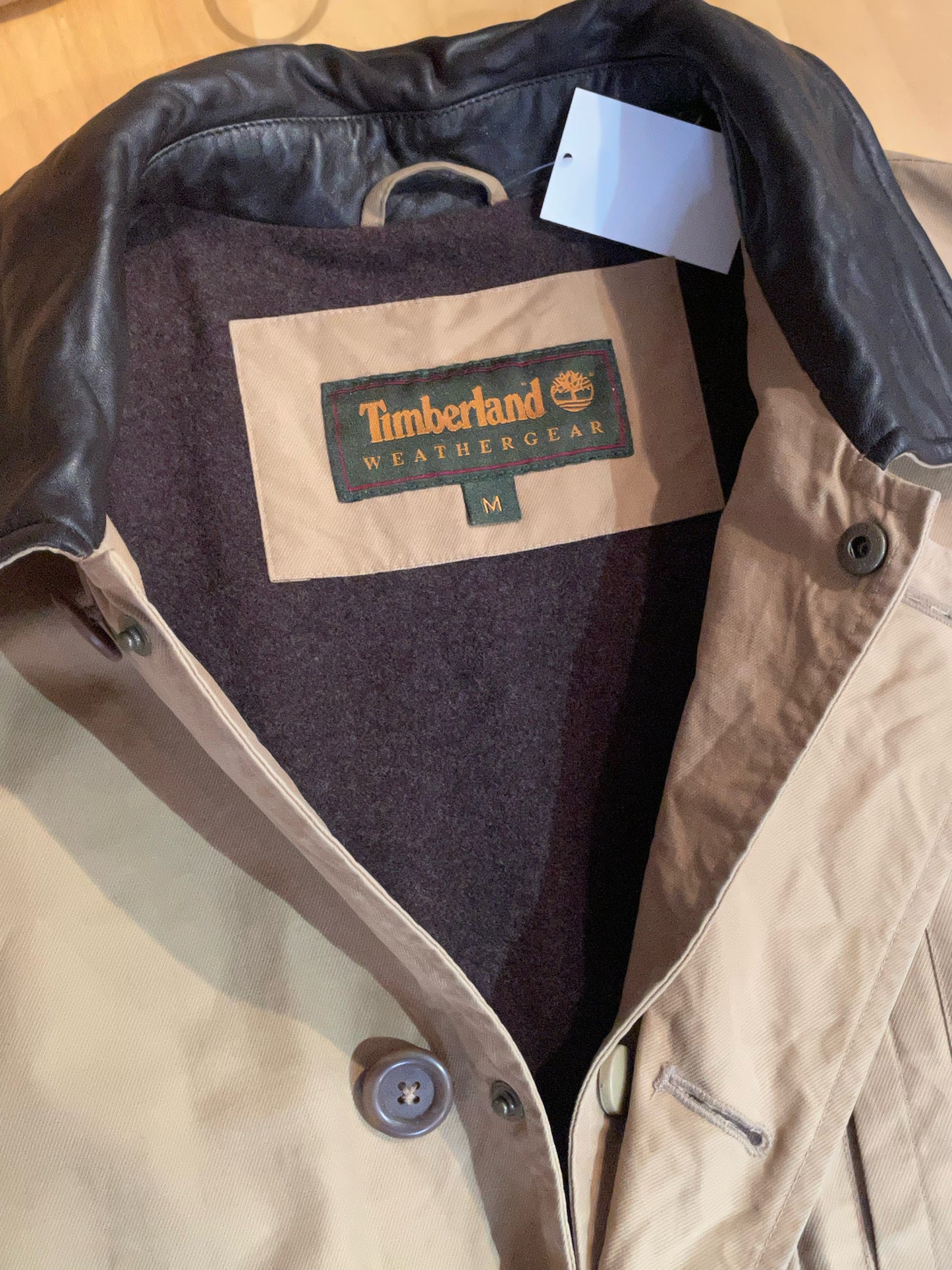 TIMBERLAND LEATHER COLLAR COAT SZ: M