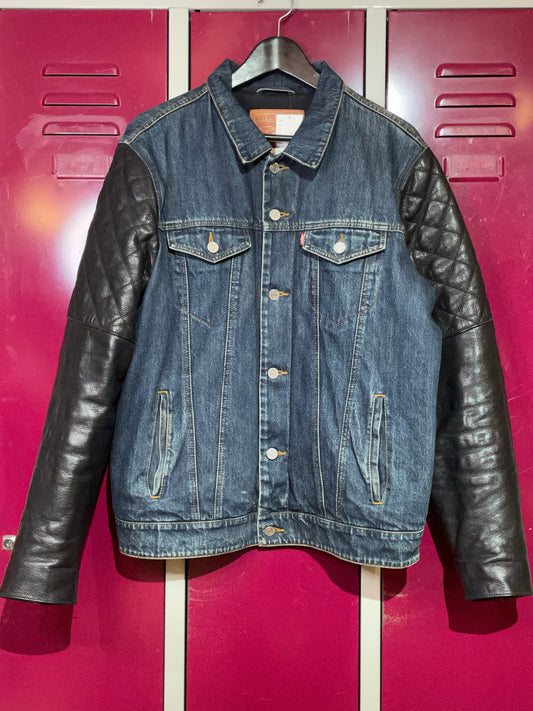 LEVI'S DENIM & LEATHER SLEEVES JACKET SZ: L