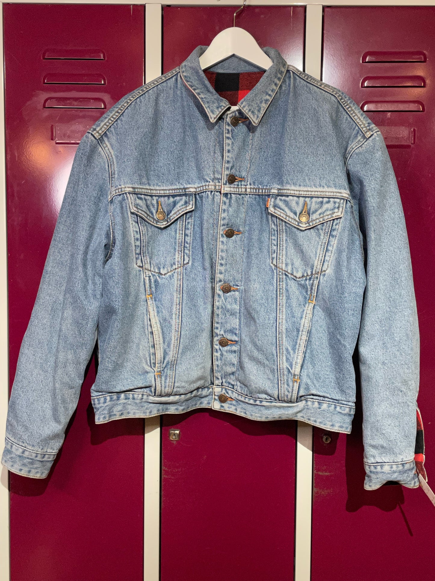 LEVI'S VINTAGE REVERSIBLE DENIM JACKET BUFFALO & PLAID LINED JACKET SZ: XL